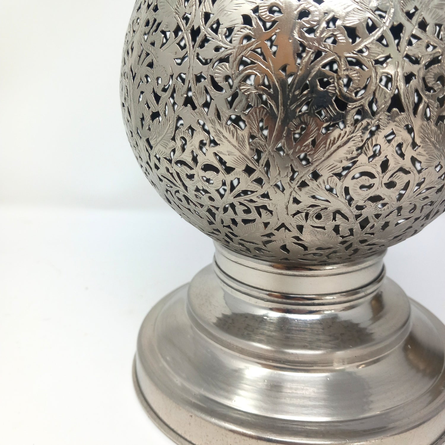 Silver Brass Drop intricate Filigree table lamp