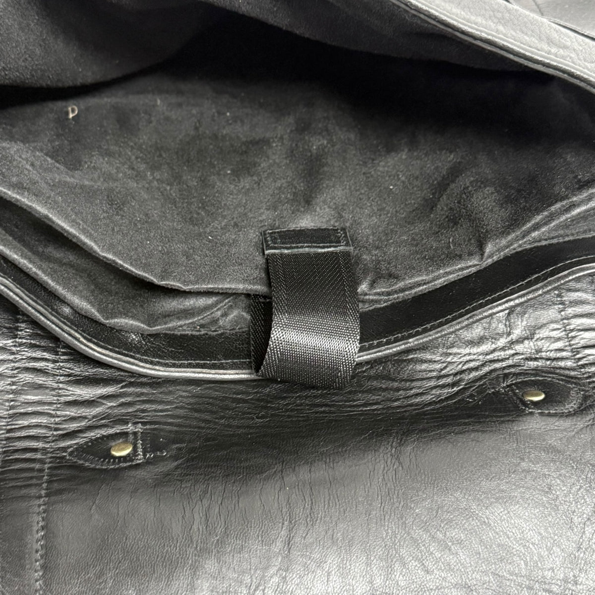 Oxford Full-Grain Leather Laptop Satchel - black
