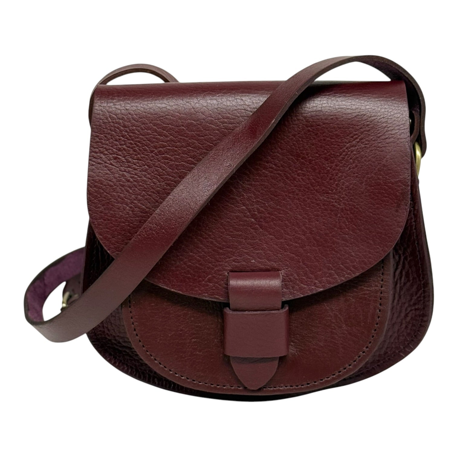 Maya Burgundy Leather Saddle Bag – Handmade Full-Grain Crossbody