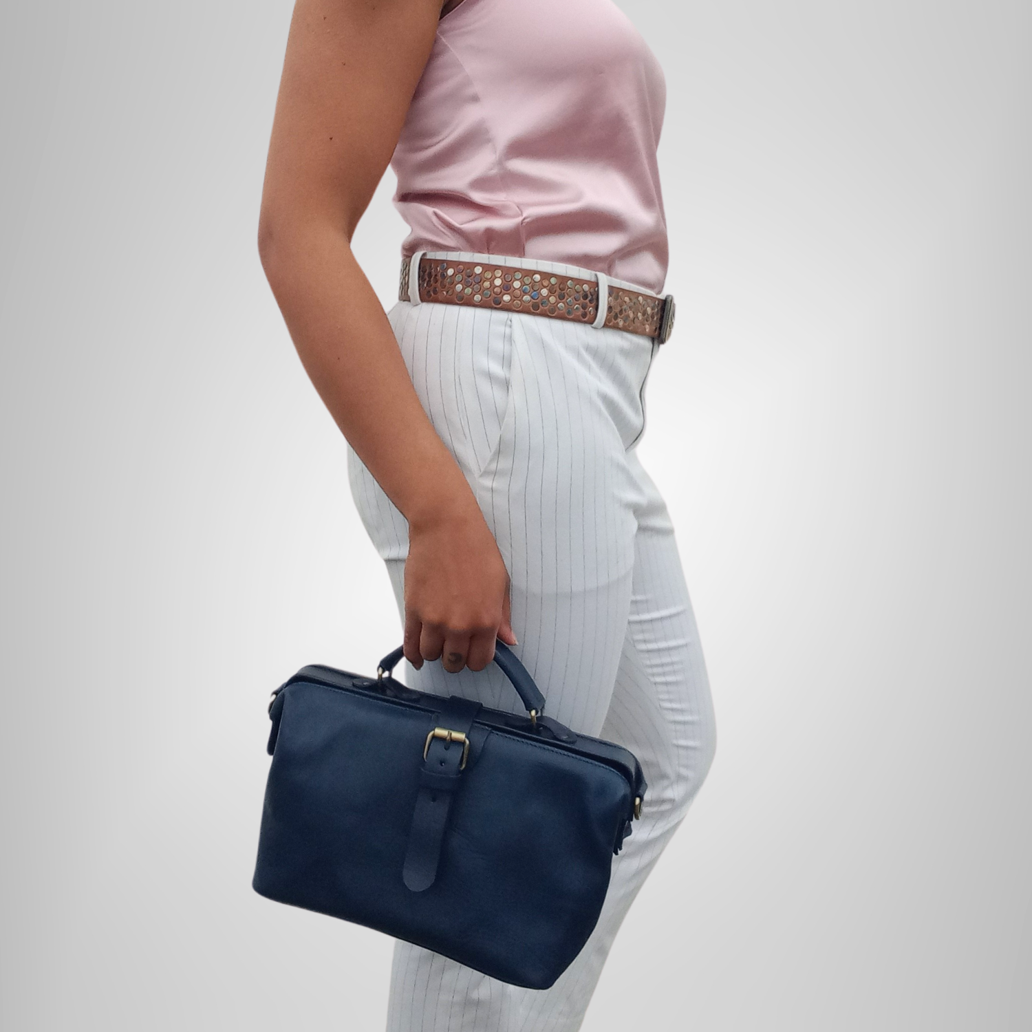 Blue Leather Small Doctor Bag