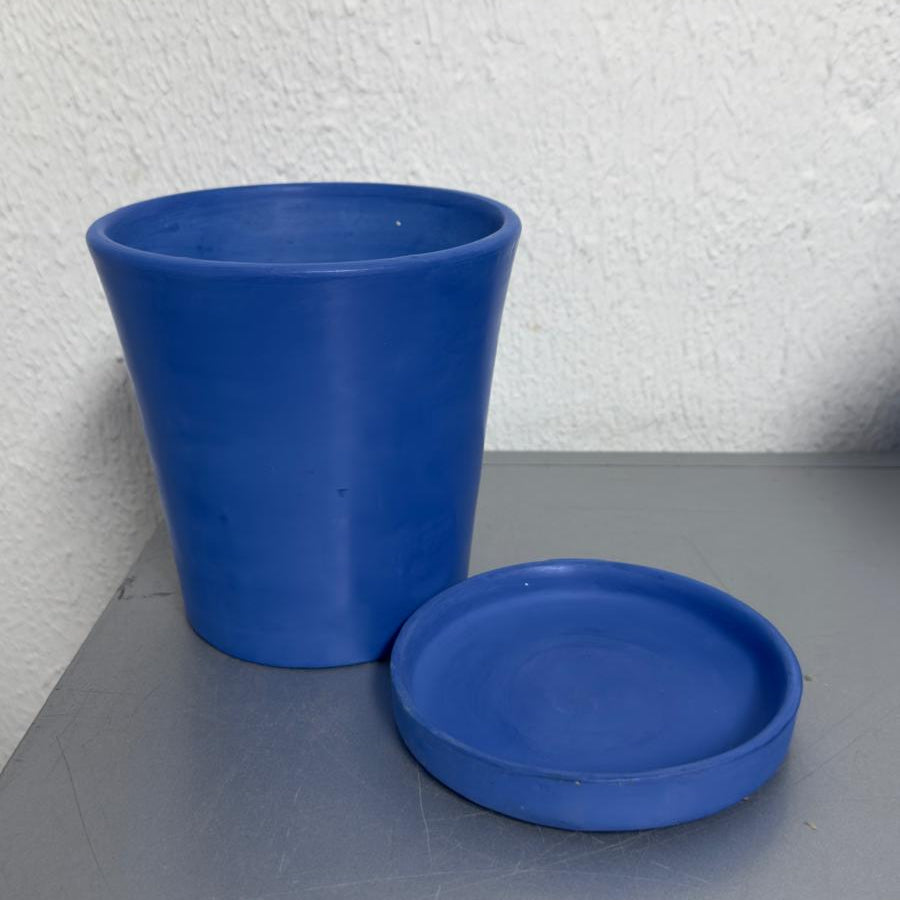 Moroccan Tadelakt Plant Pot with Saucer – Handcrafted Artisan Planter