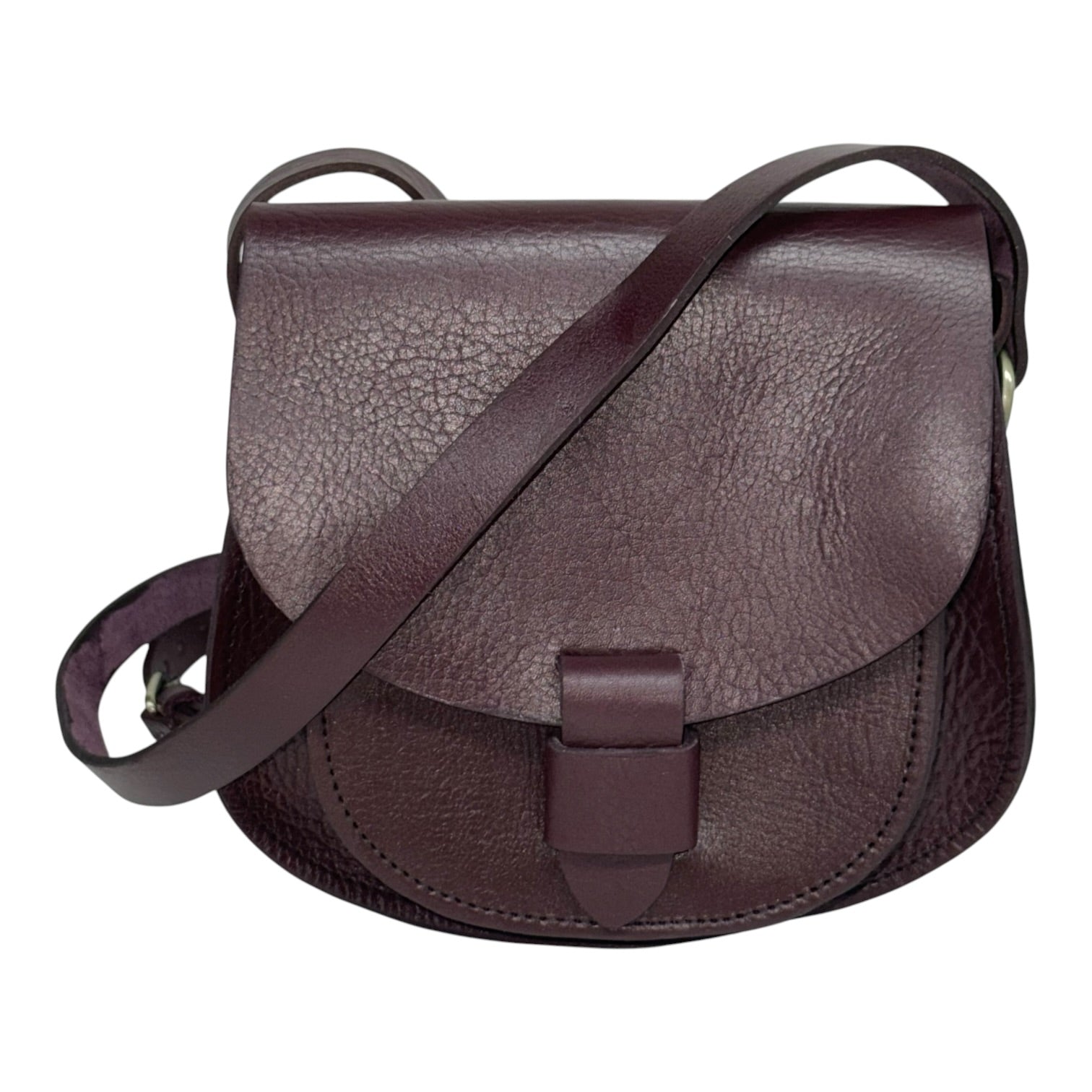 Maya Burgundy Leather Saddle Bag – Handmade Full-Grain Crossbody