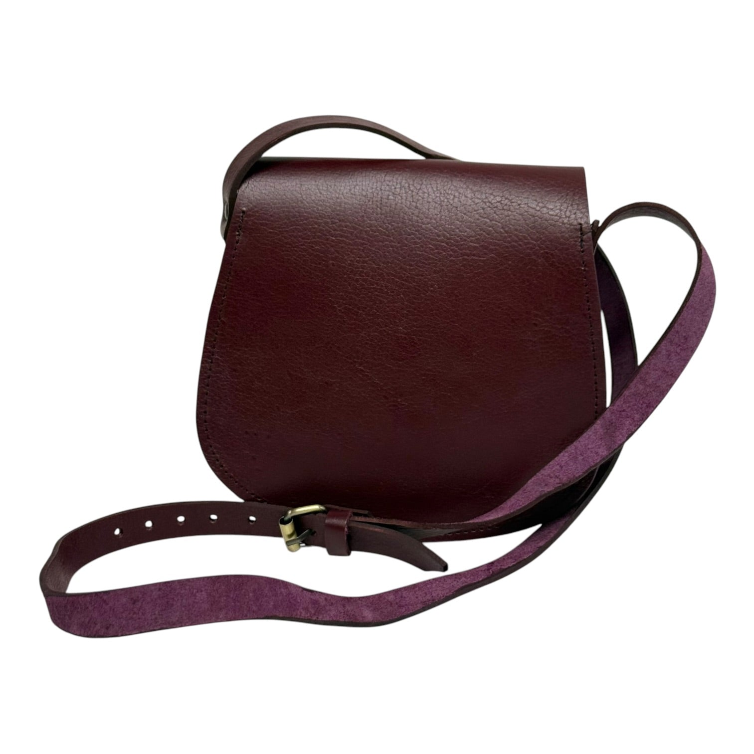 Maya Burgundy Leather Saddle Bag – Handmade Full-Grain Crossbody