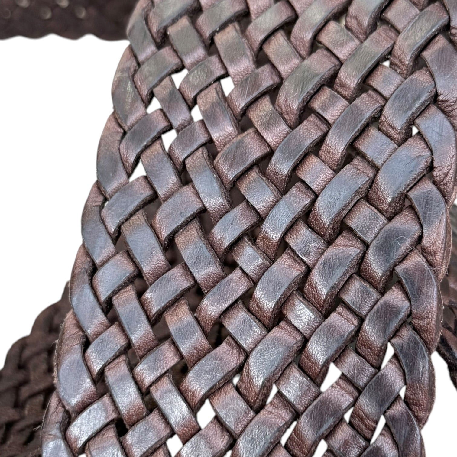Wide Moroccan Braided Leather Belt with Silver Round Buckle