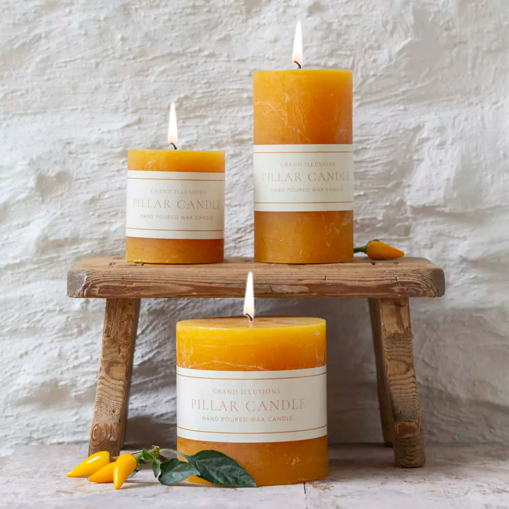 Rustic Pillar Candle Ochre