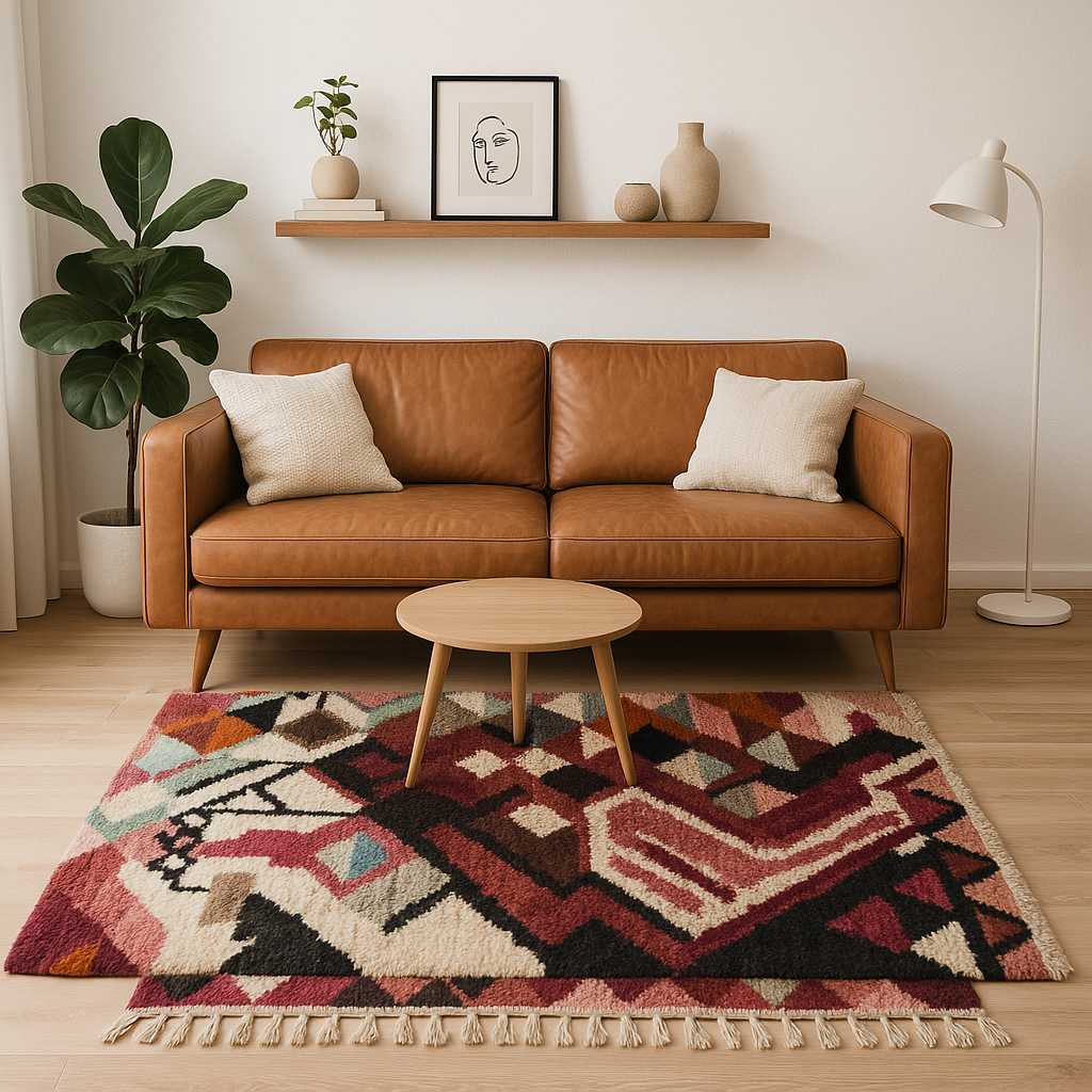 Boujaad Rug – Handmade Moroccan Boujaad Wool Rug 175 x 92 cm – Vintage Reversible Geometric Pattern