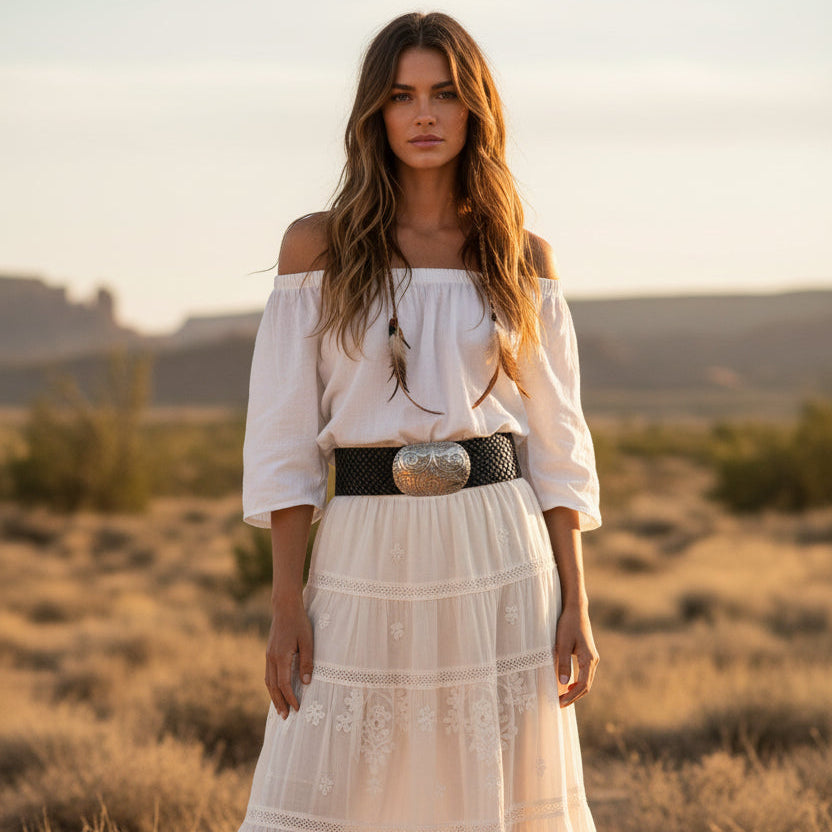 Ceinture Concho en cuir faite à la main