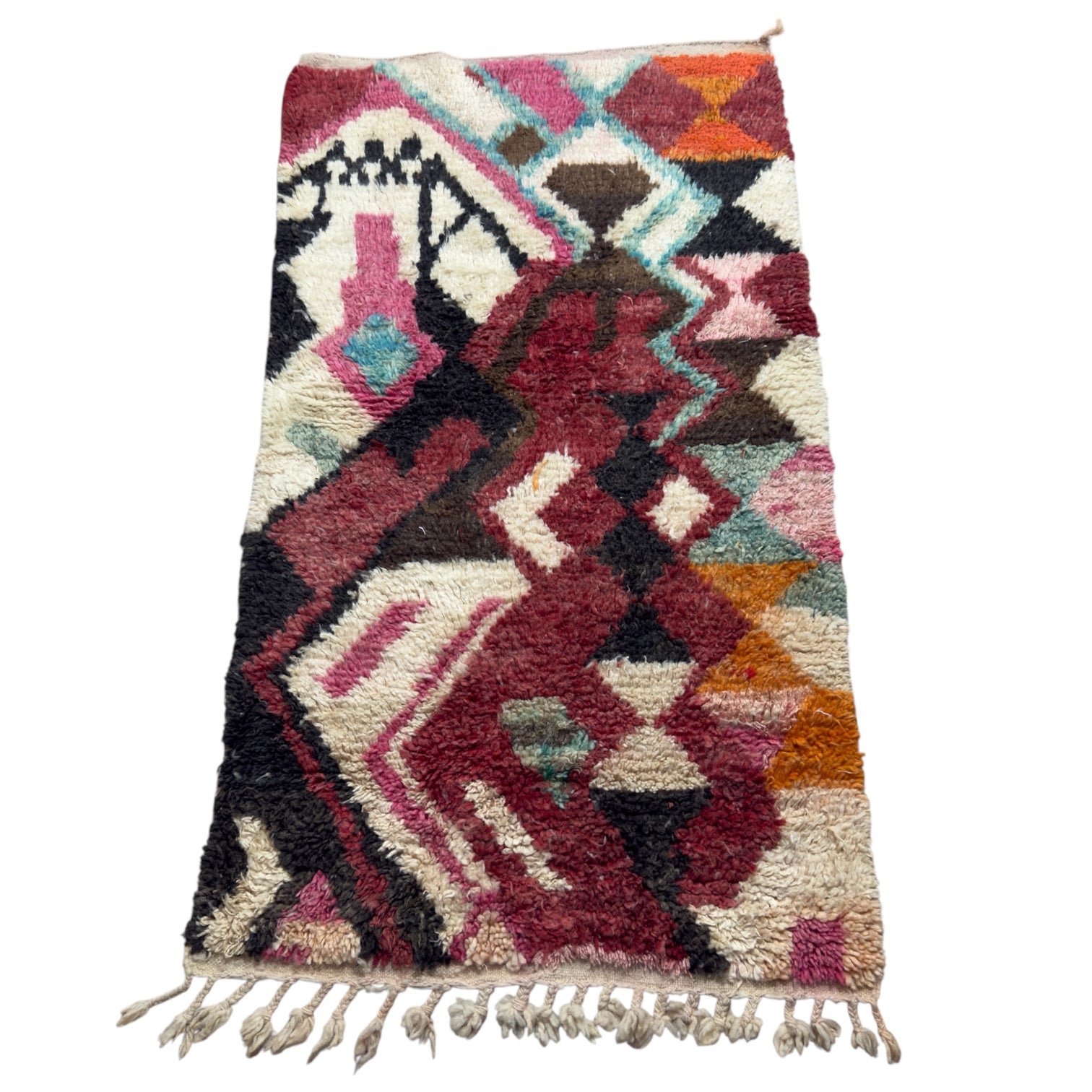 Boujaad Rug – Handmade Moroccan Boujaad Wool Rug 175 x 92 cm – Vintage Reversible Geometric Pattern