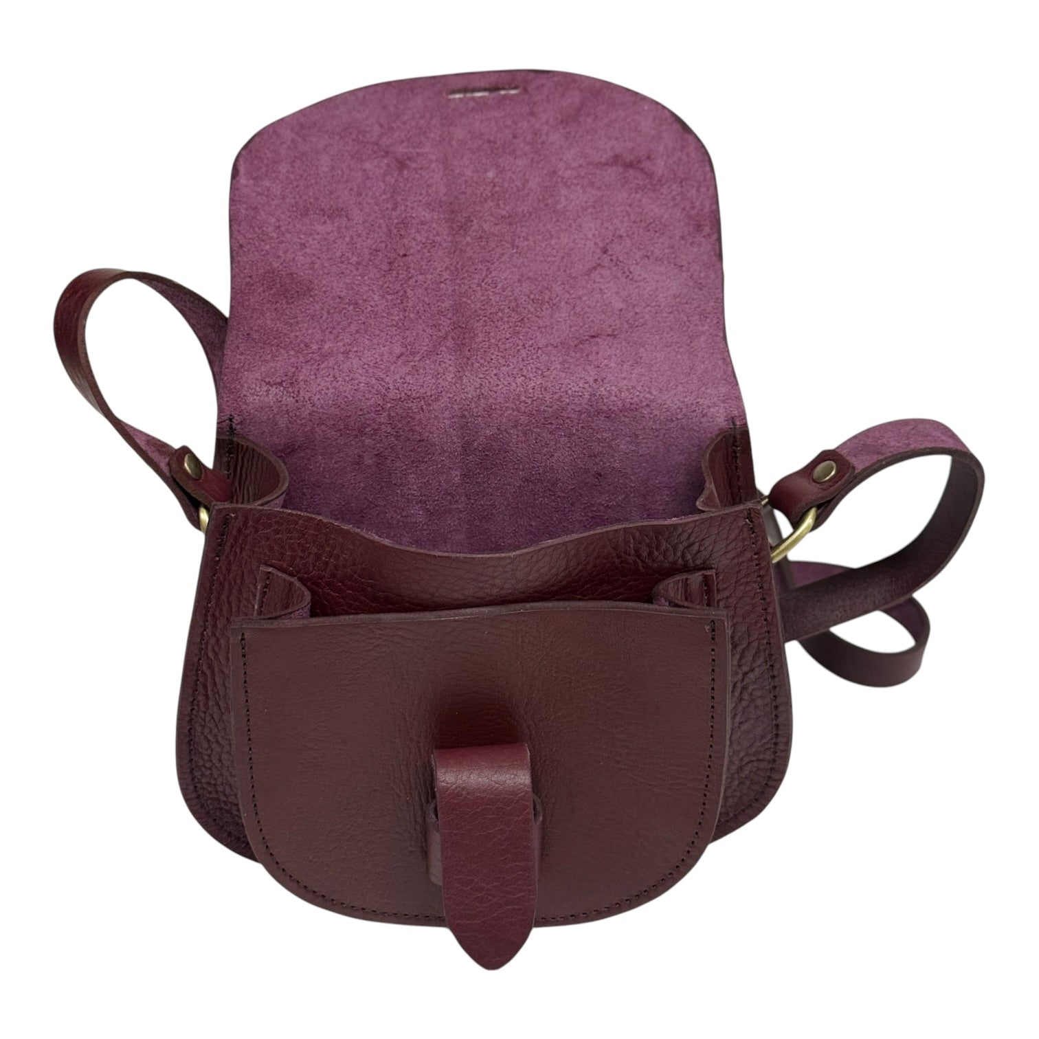 Maya Burgundy Leather Saddle Bag – Handmade Full-Grain Crossbody