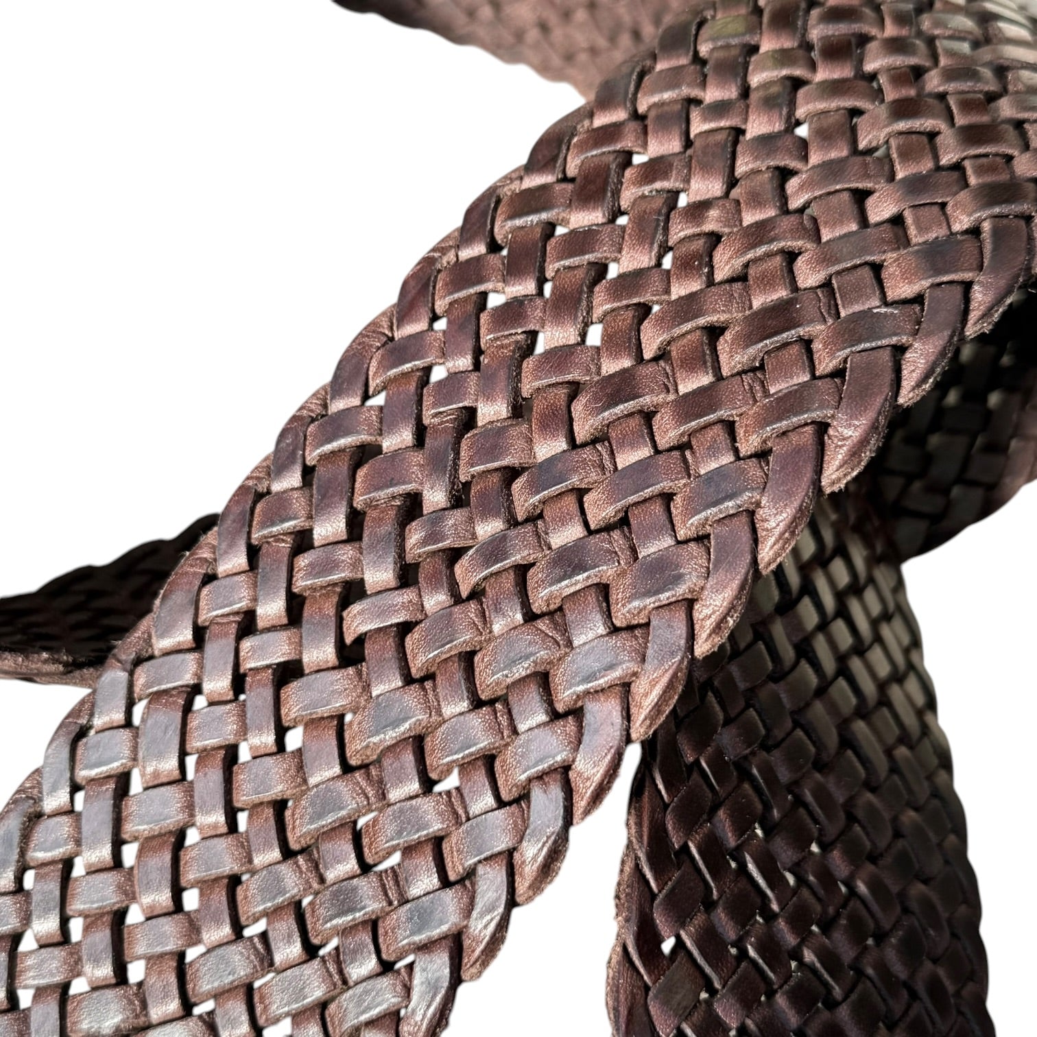 Wide Moroccan Braided Leather Belt with Silver Round Buckle
