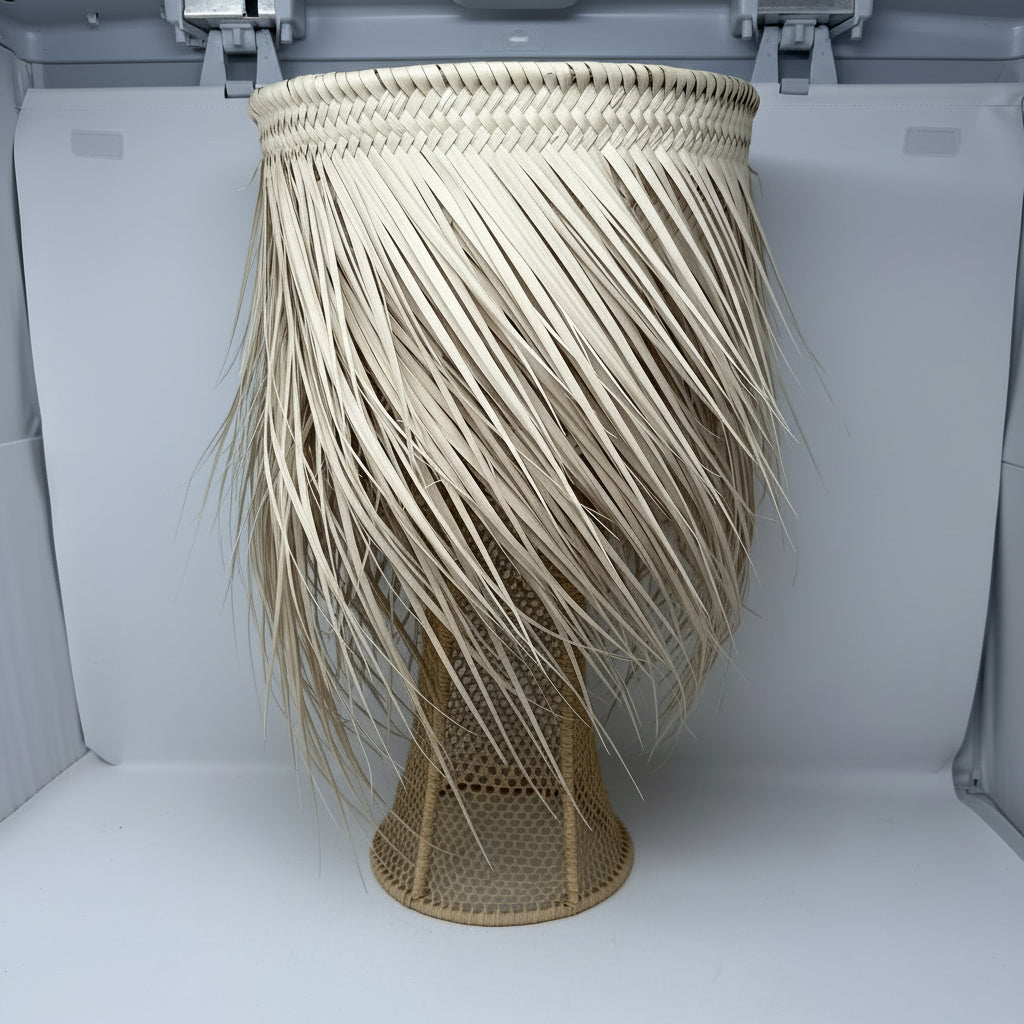 Fringed Raffia Table Lamp – Handwoven Moroccan Statement Light