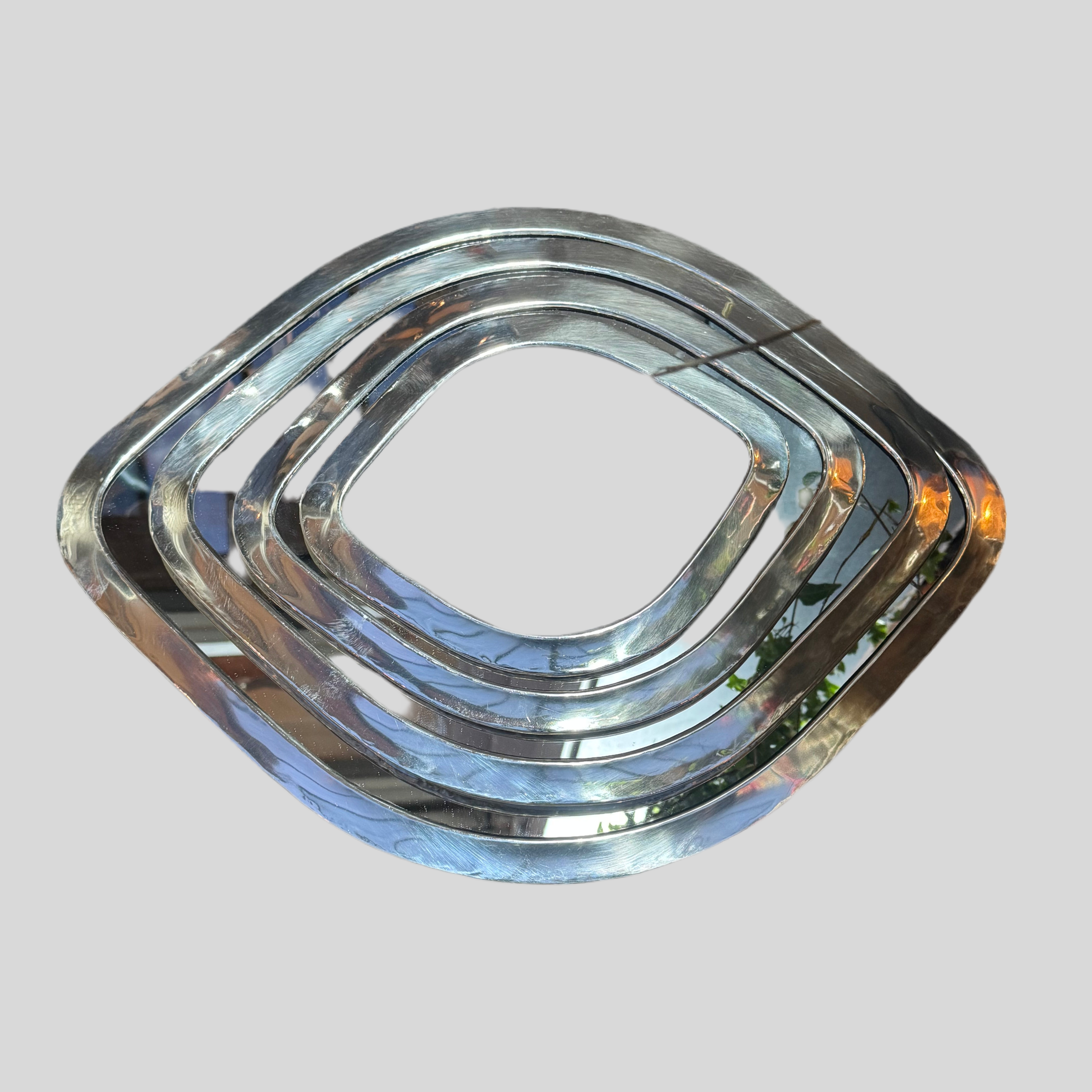 Runder Marrakesch-Spiegel aus Messing und Silber