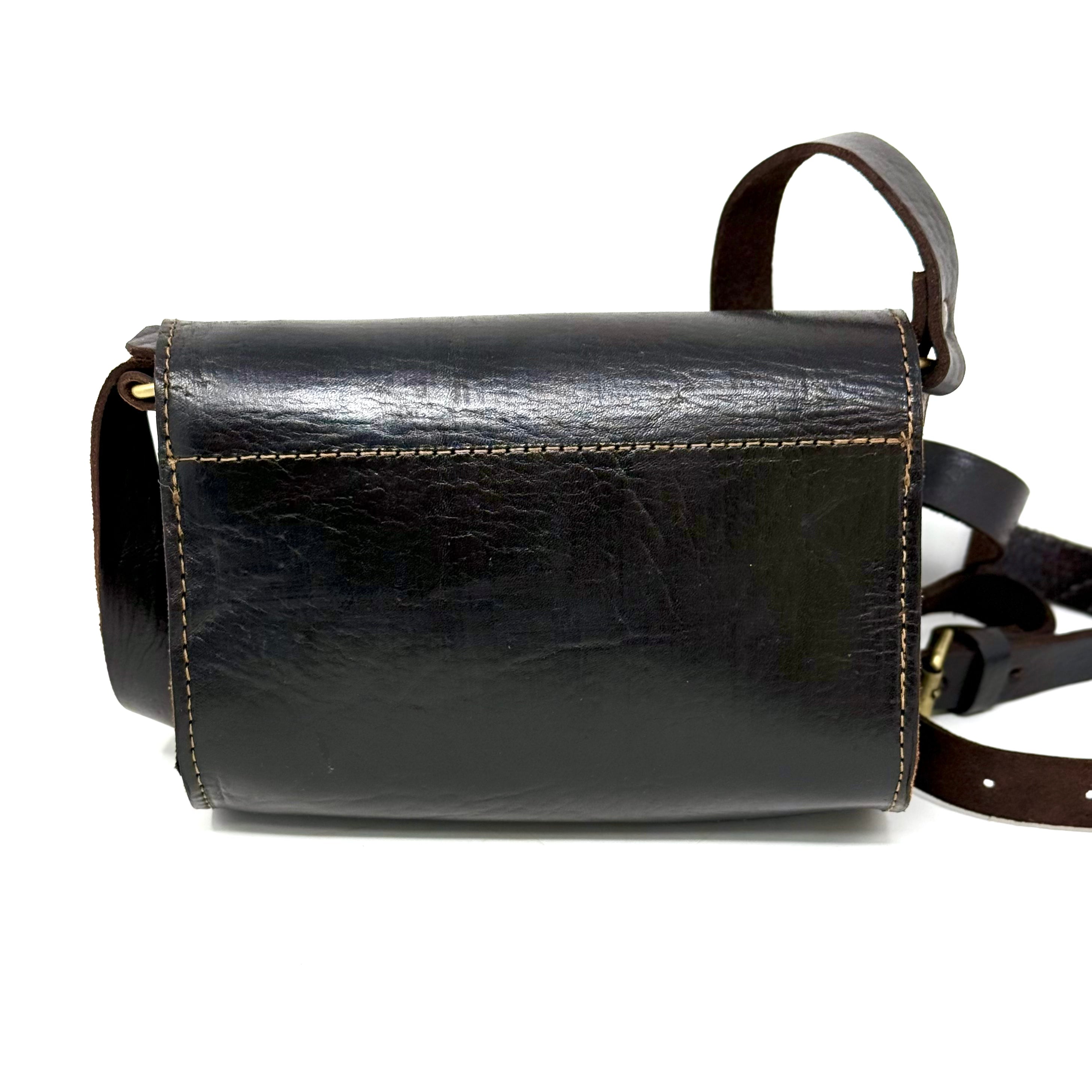 Pixie dark brown leather Barrel Bag