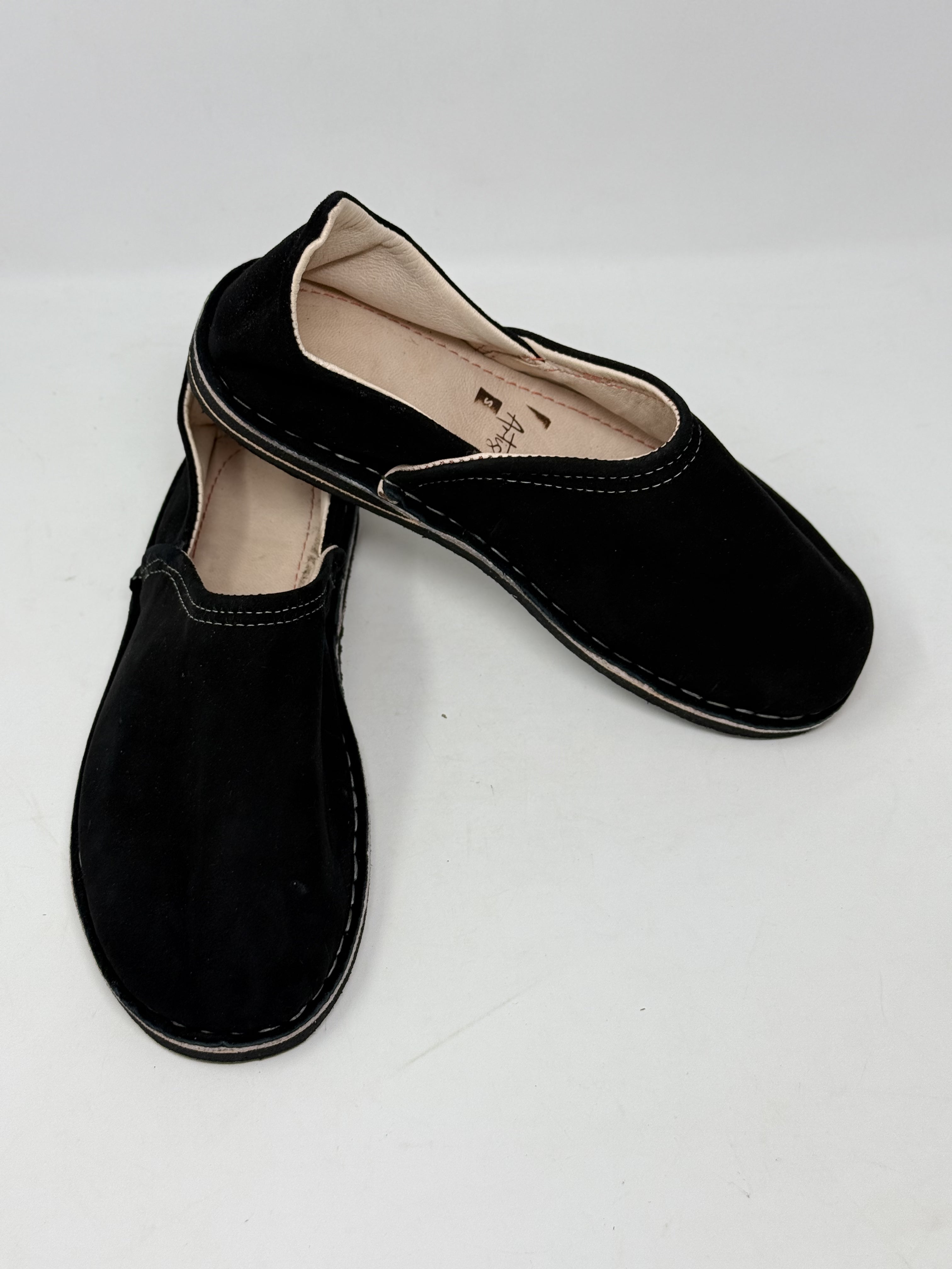 Herren-Slipper aus Leder in Grau/Blau