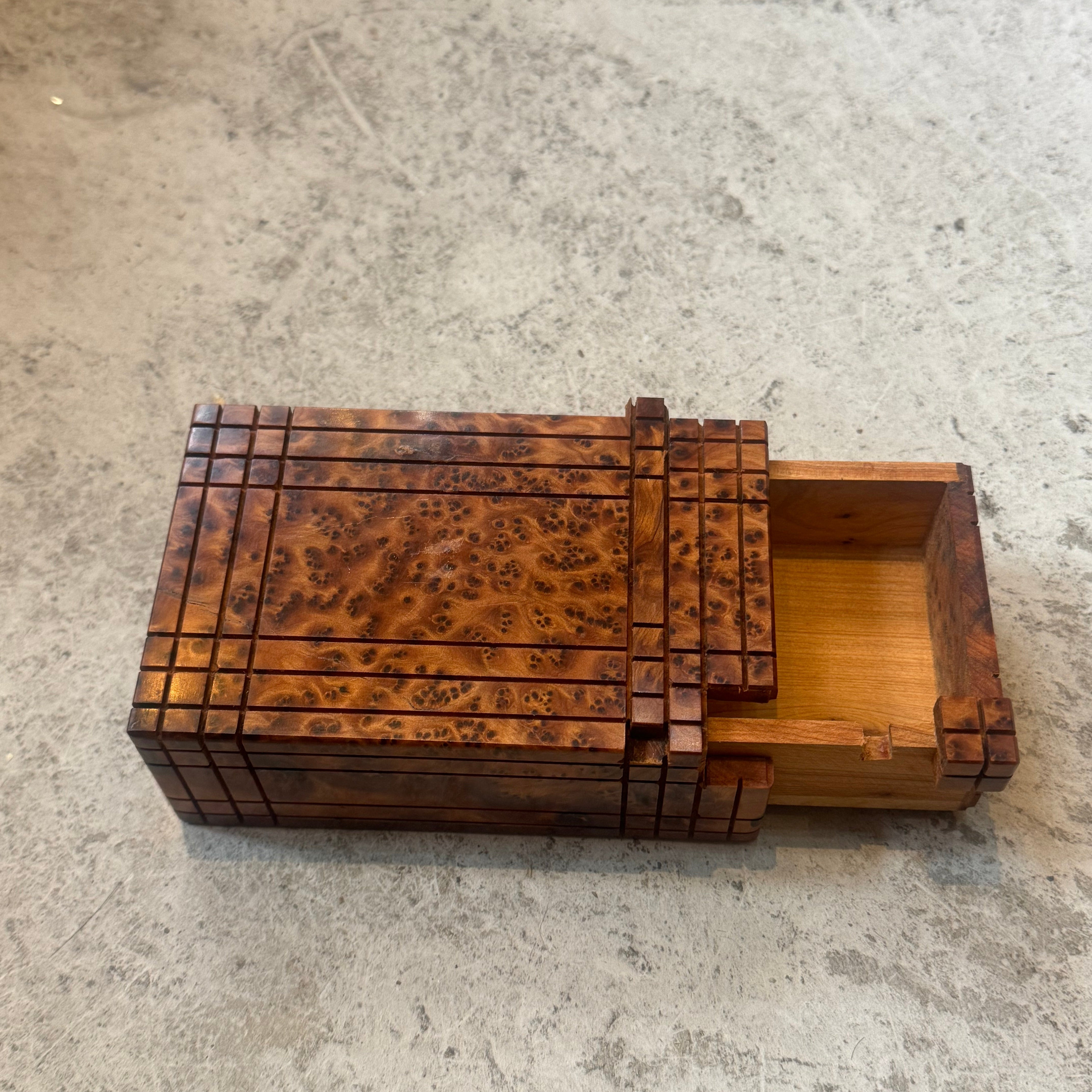 Handcrafted Thuya Wood Secret Puzzle Box – 2-Step Hidden Opening