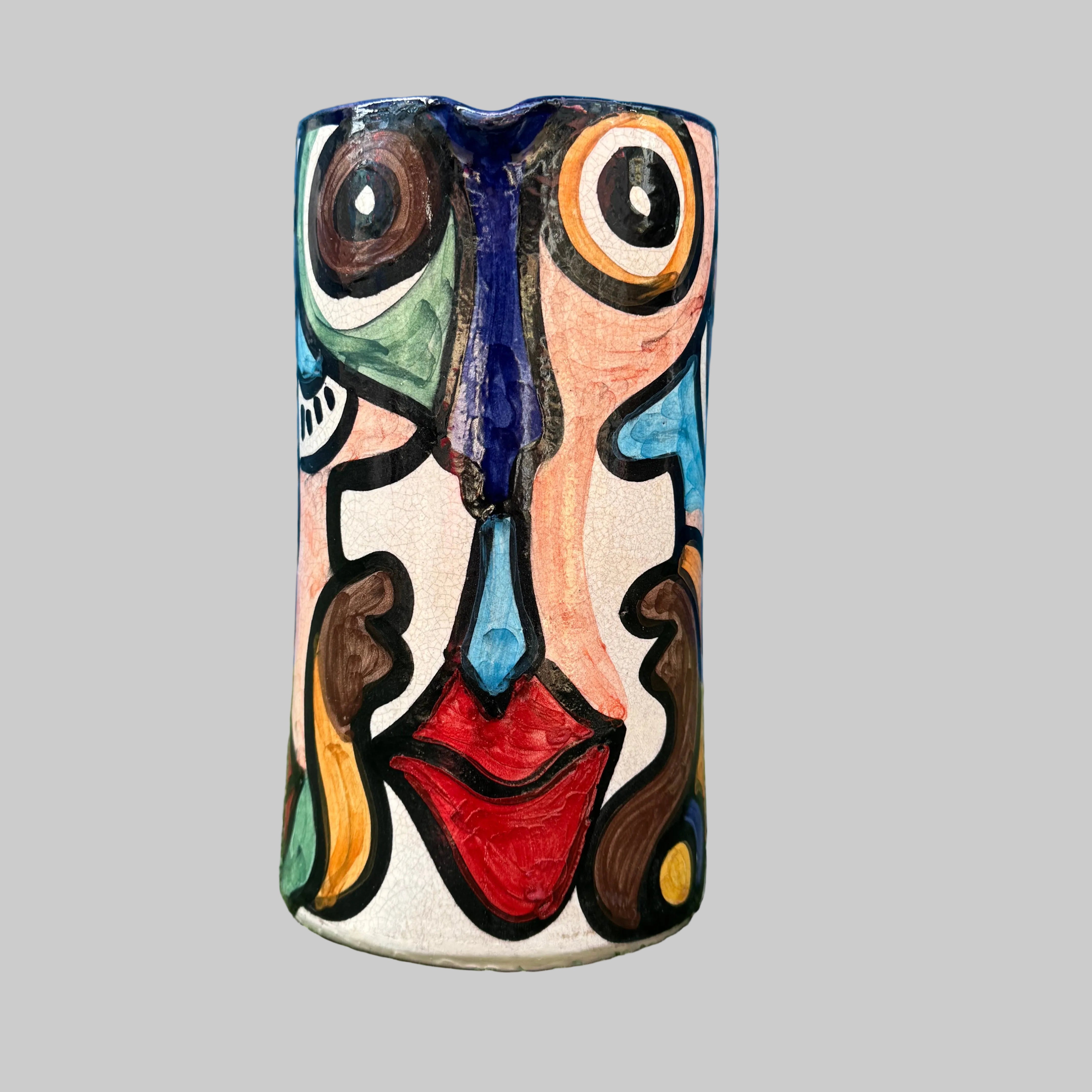 Cubist Hand-Painted Decorative Jug & Vase