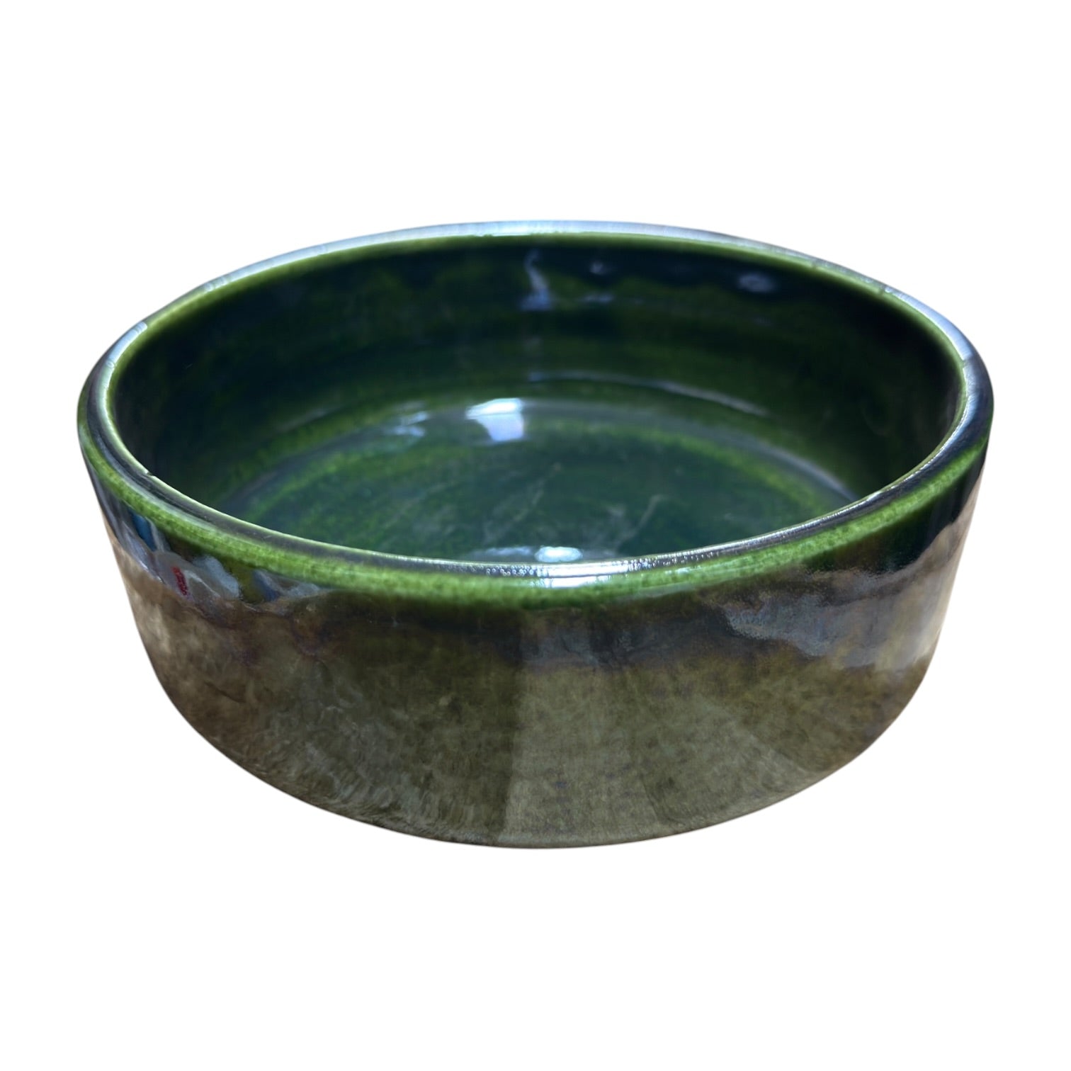 Handmade Green Glazed Ceramic Bowl & Plant Saucer – Set of 3