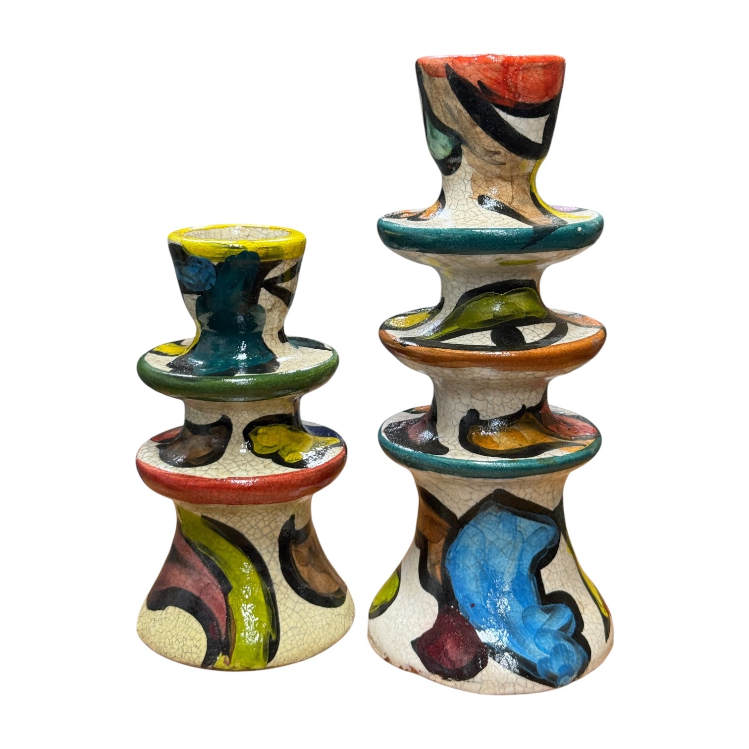 Hand-Painted Cubist Ceramic Candle Holder | Artisan Stories