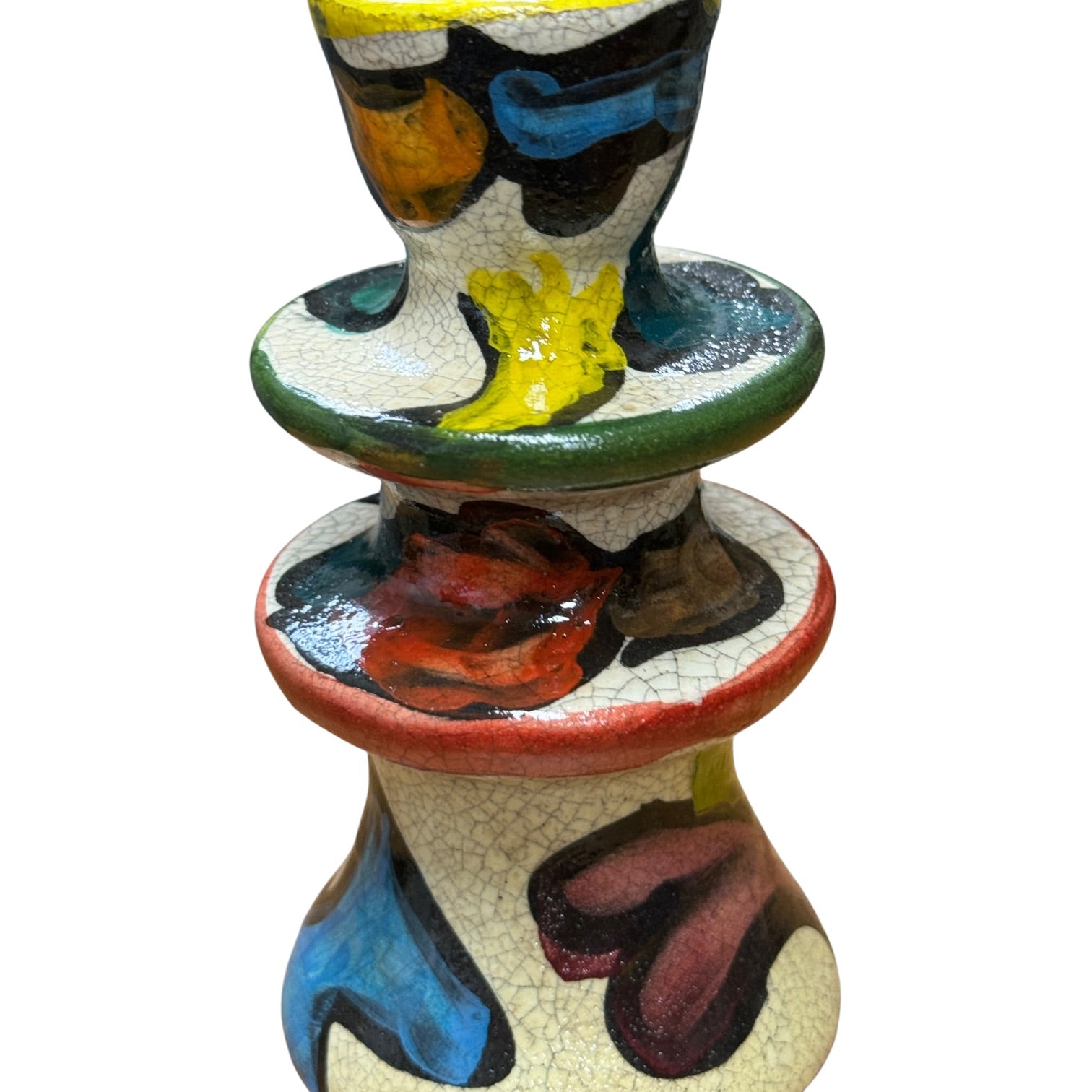 Hand-Painted Cubist Ceramic Candle Holder | Artisan Stories