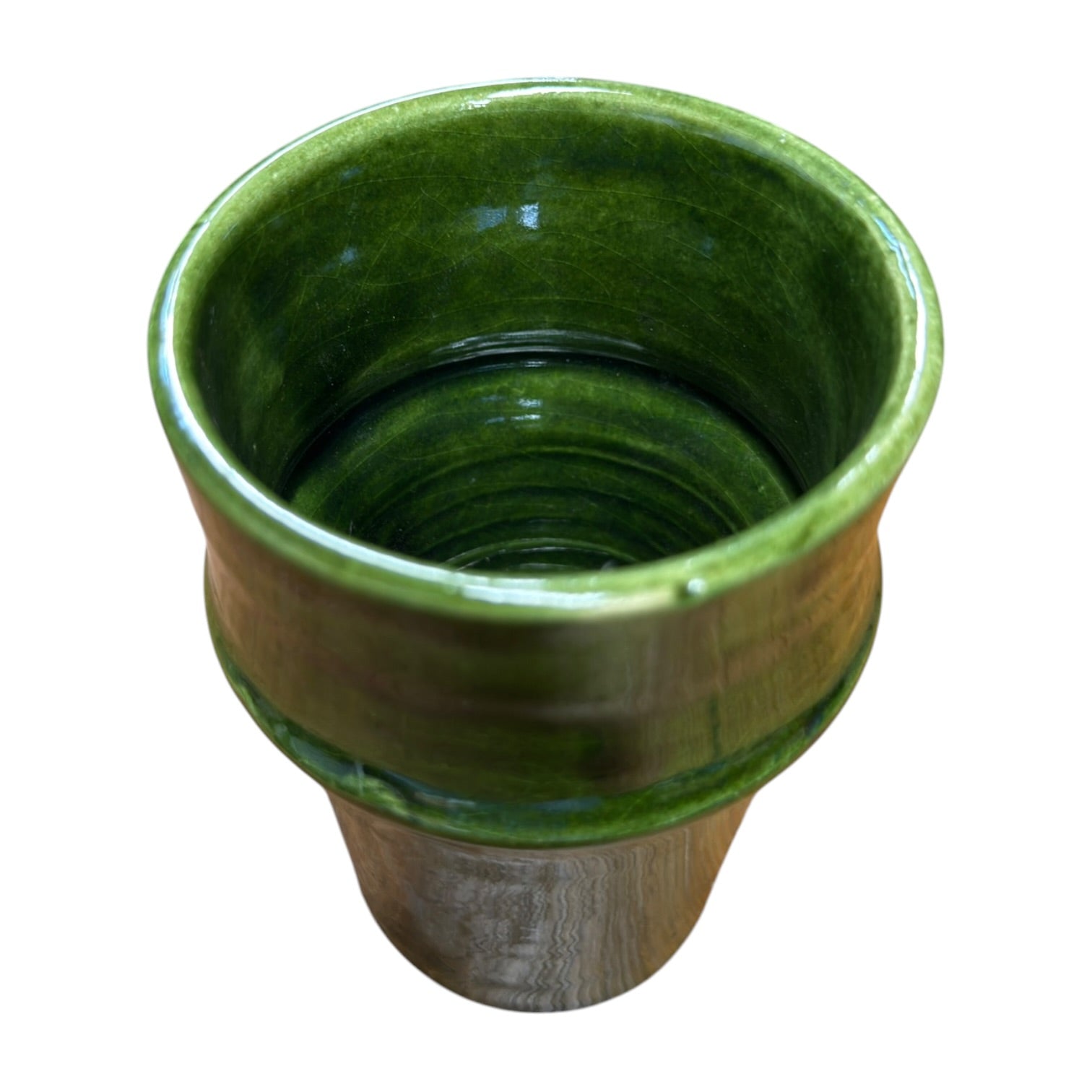 Handcrafted Moroccan Beldi Ceramic Cup - Fully Glazed Red Clay