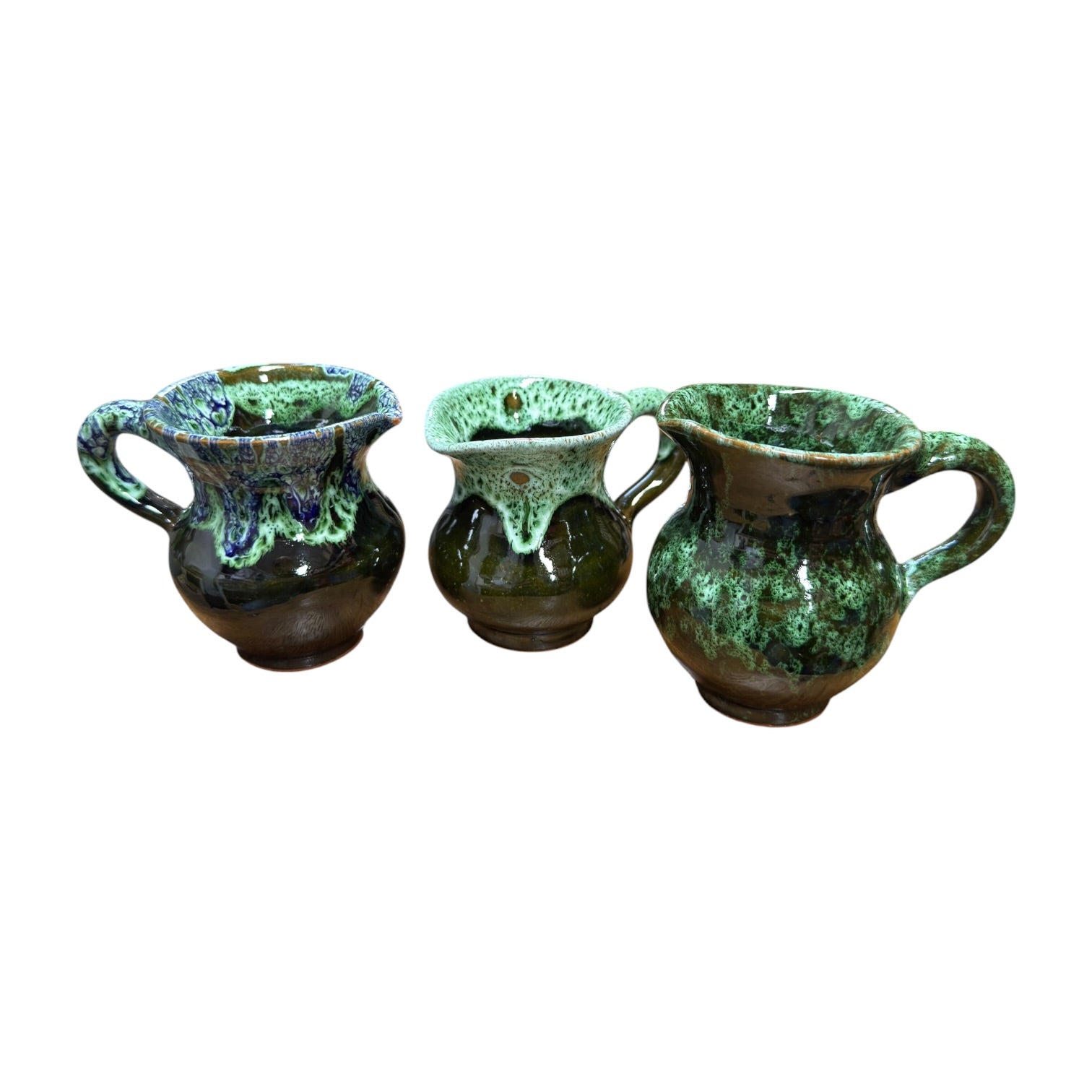 Handmade Moroccan Ceramic Mini Jug | Green Drip Glaze Pitcher