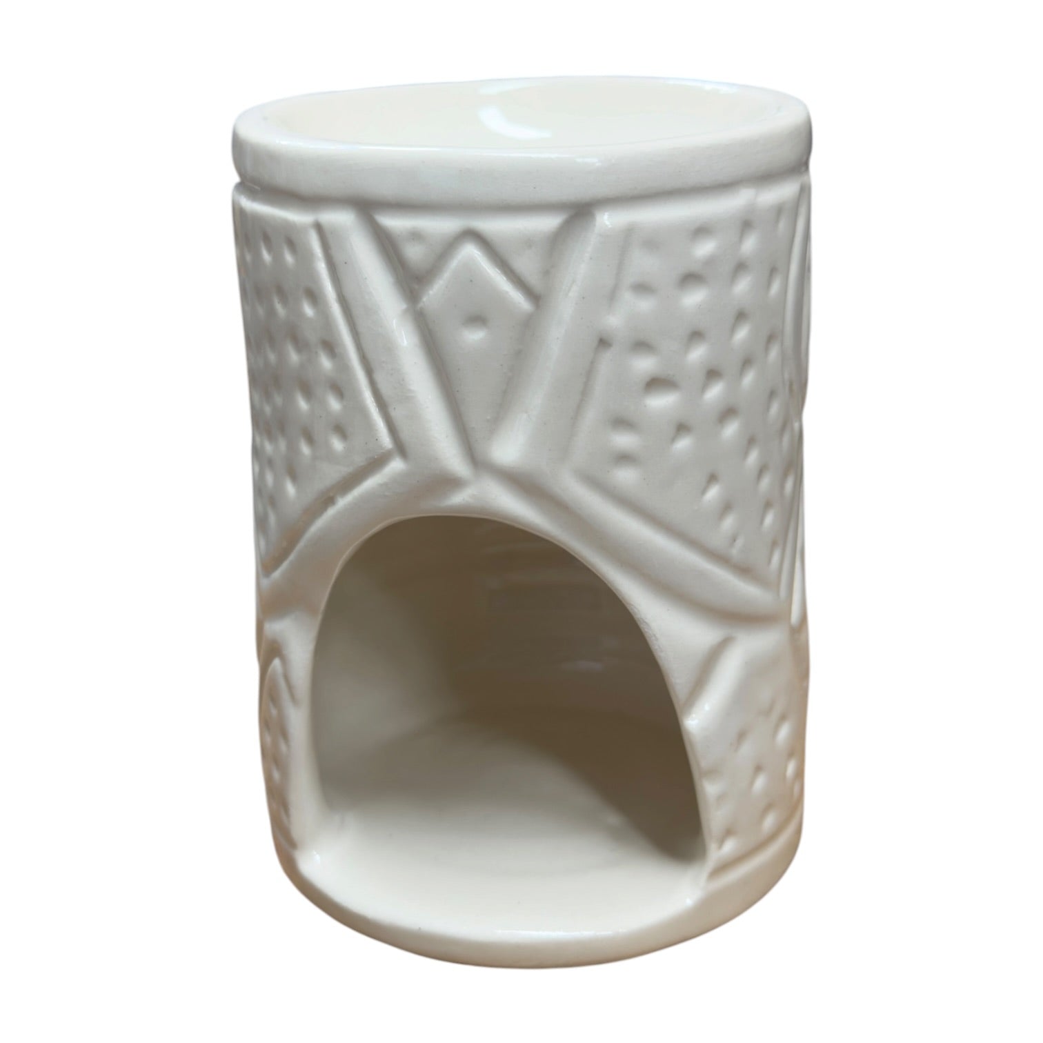 Handcrafted Moroccan Ceramic Aroma Burner – Embossed Design