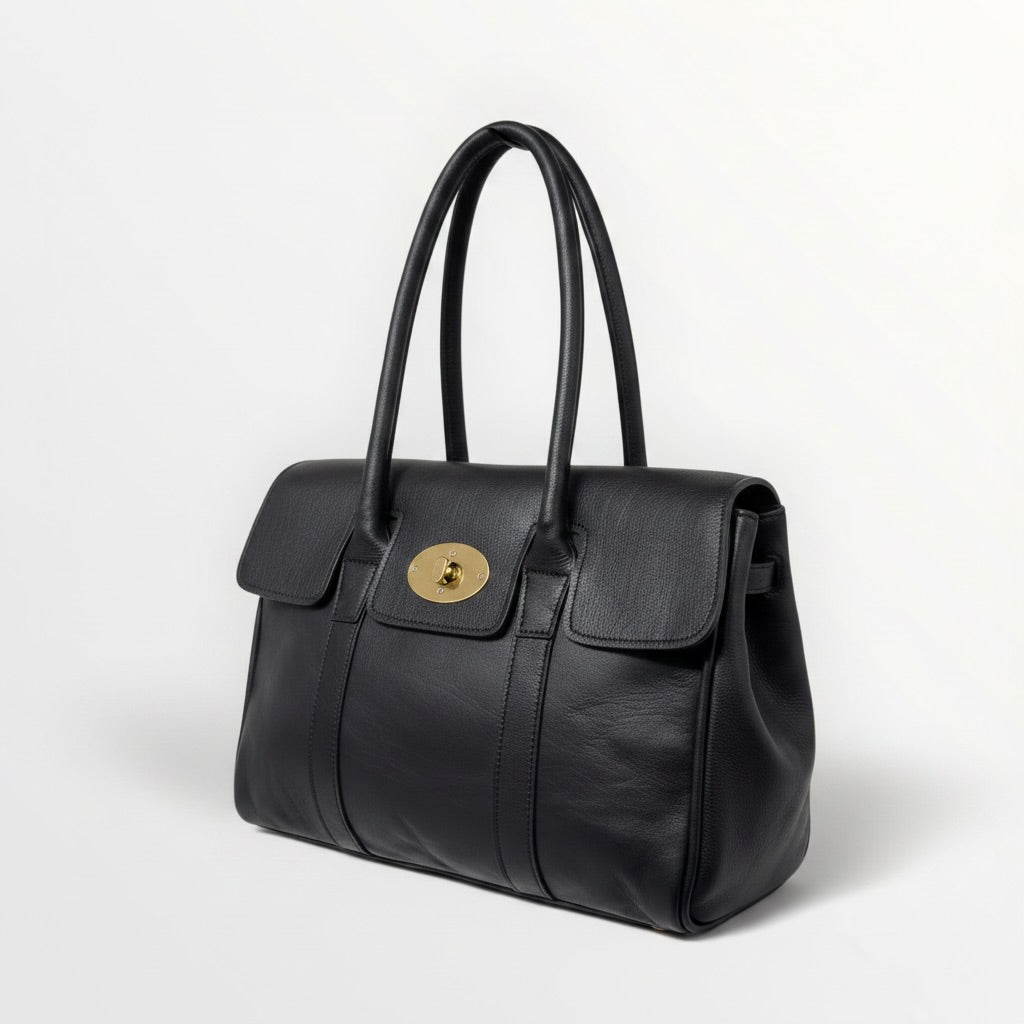 Sac à main fourre-tout en cuir pour femme noir