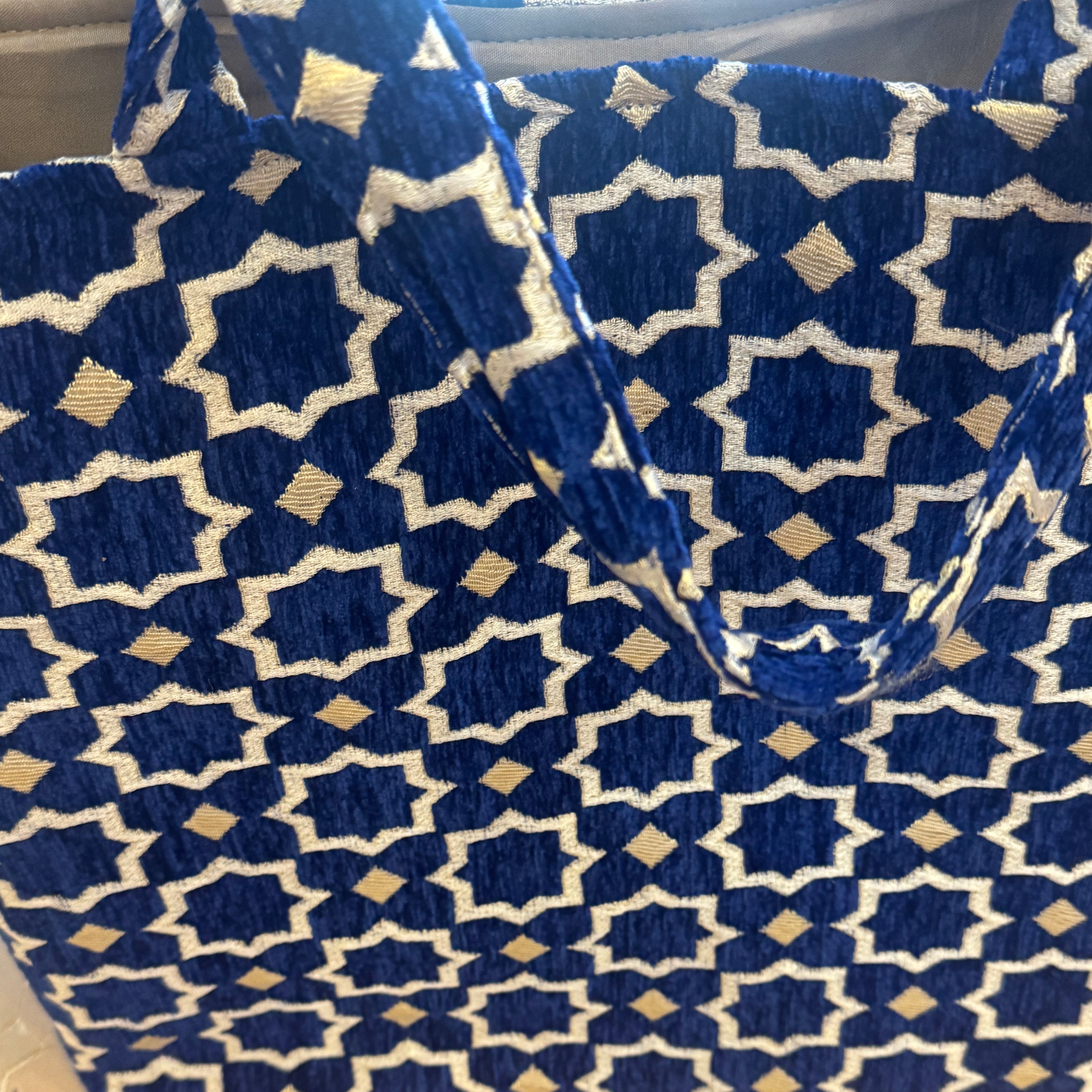 Moroccan Star Pattern Tote Bag – Expandable Fabric Shopper