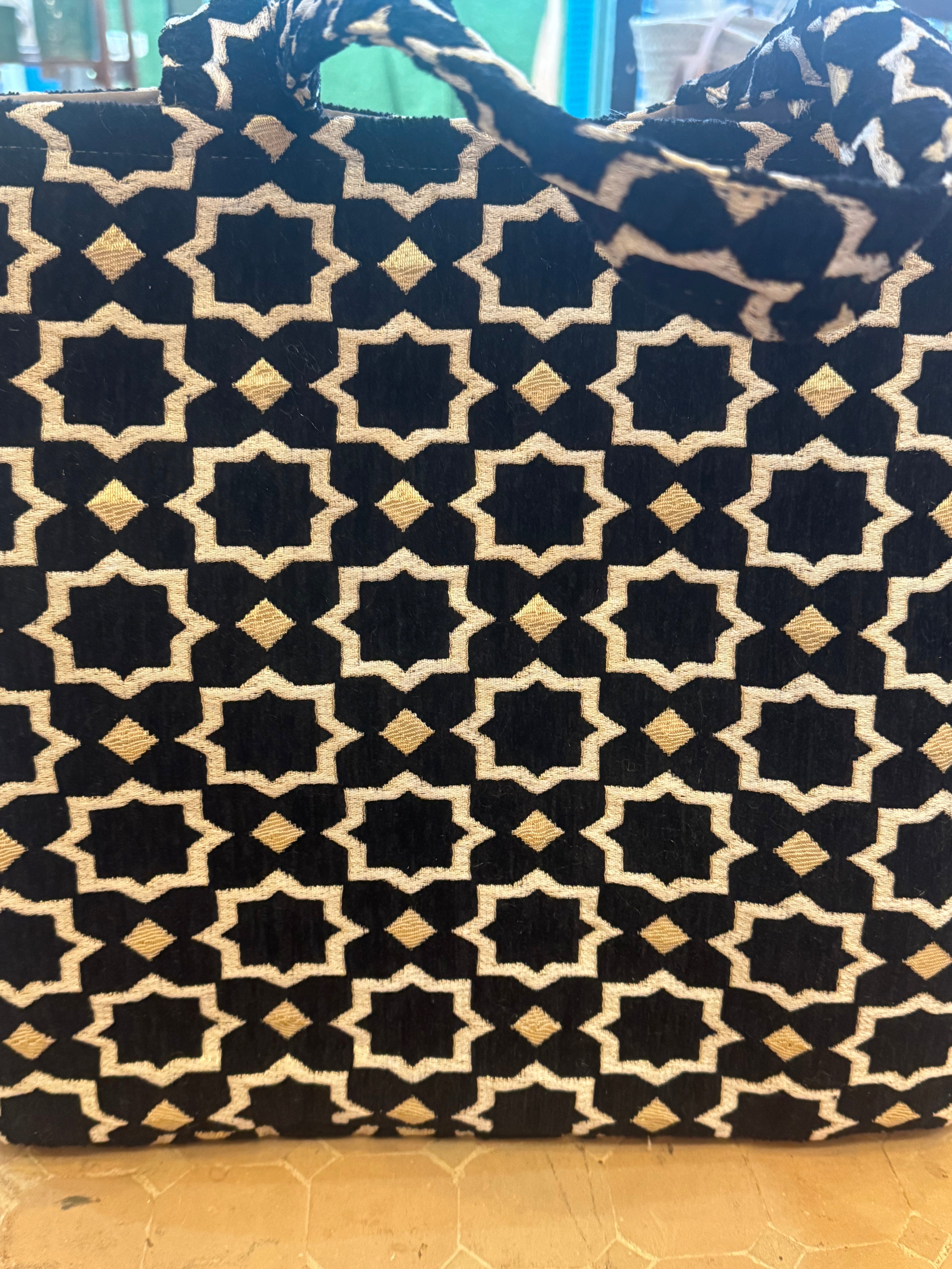 Moroccan Star Pattern Tote Bag – Expandable Fabric Shopper
