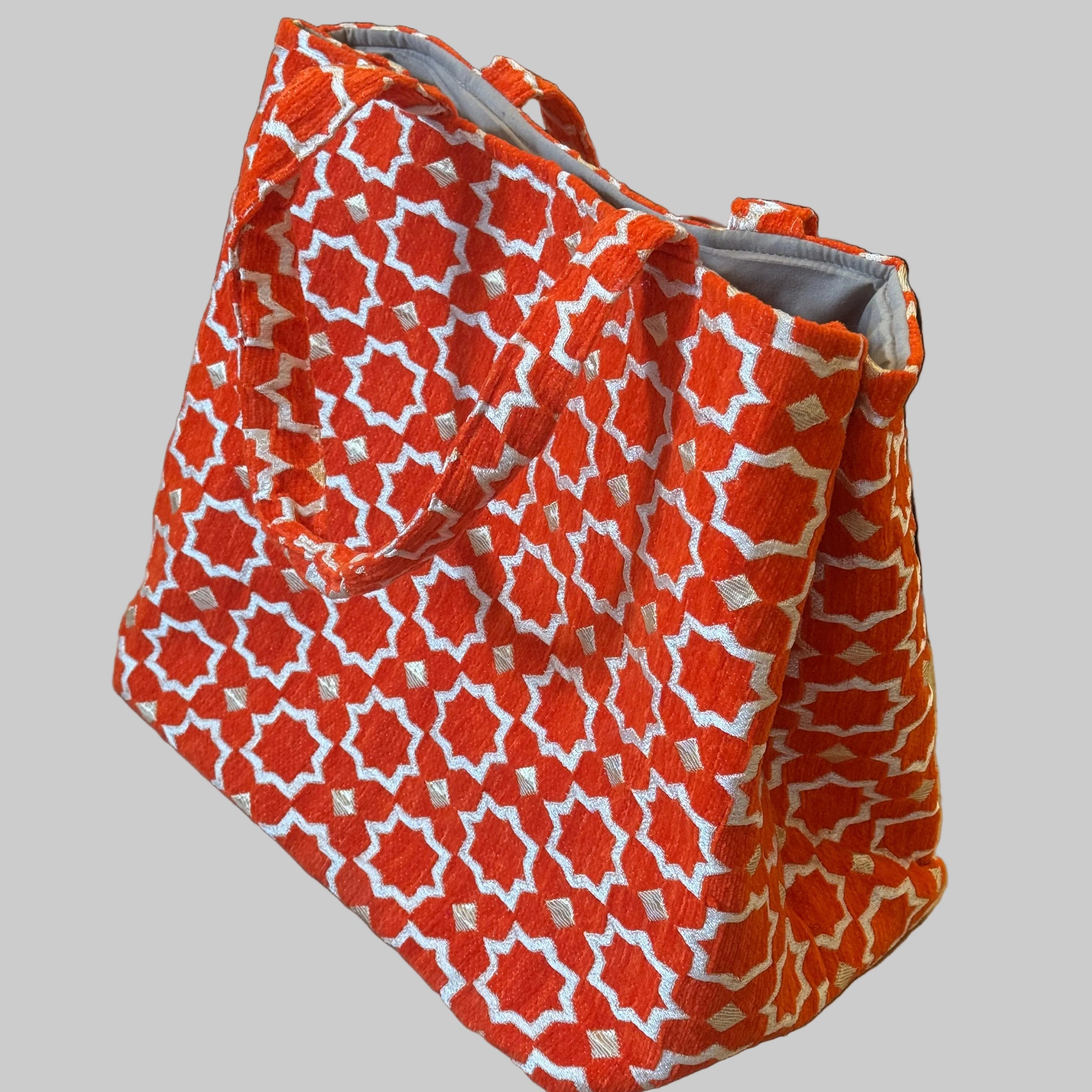 Moroccan Star Pattern Tote Bag – Expandable Fabric Shopper