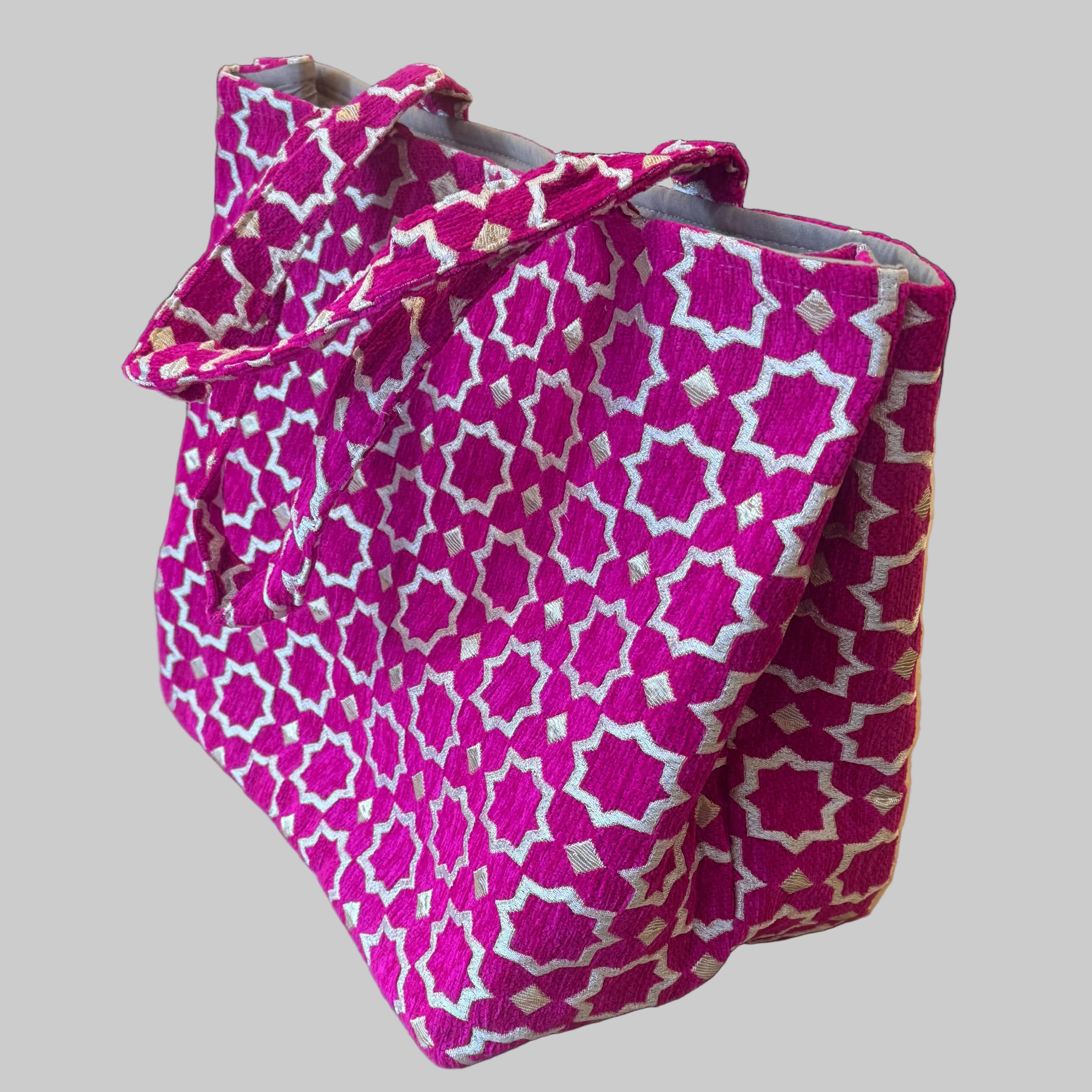 Moroccan Star Pattern Tote Bag – Expandable Fabric Shopper