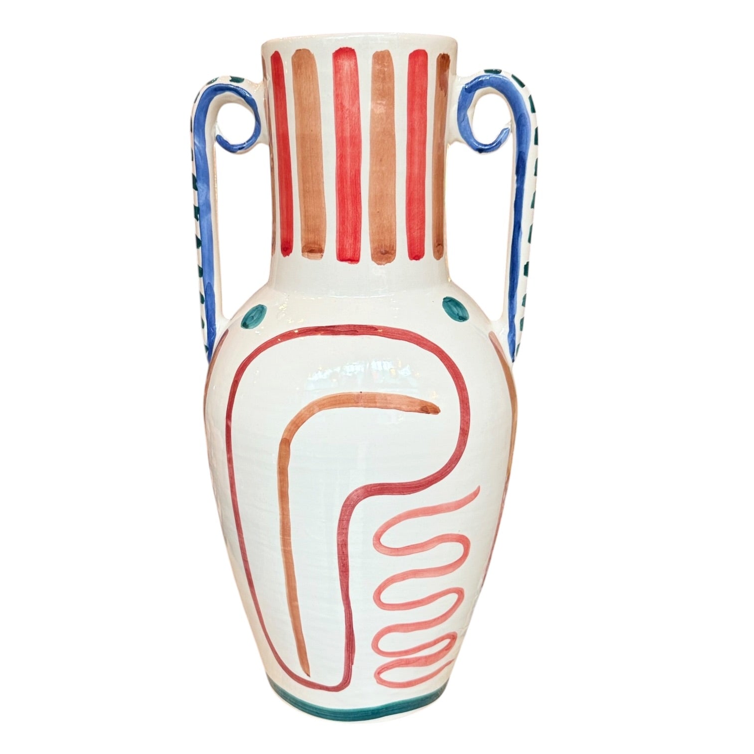 Large 50cm Handcrafted Ceramic Amphora Vase – Artisan Hand-Painted Statement Piece