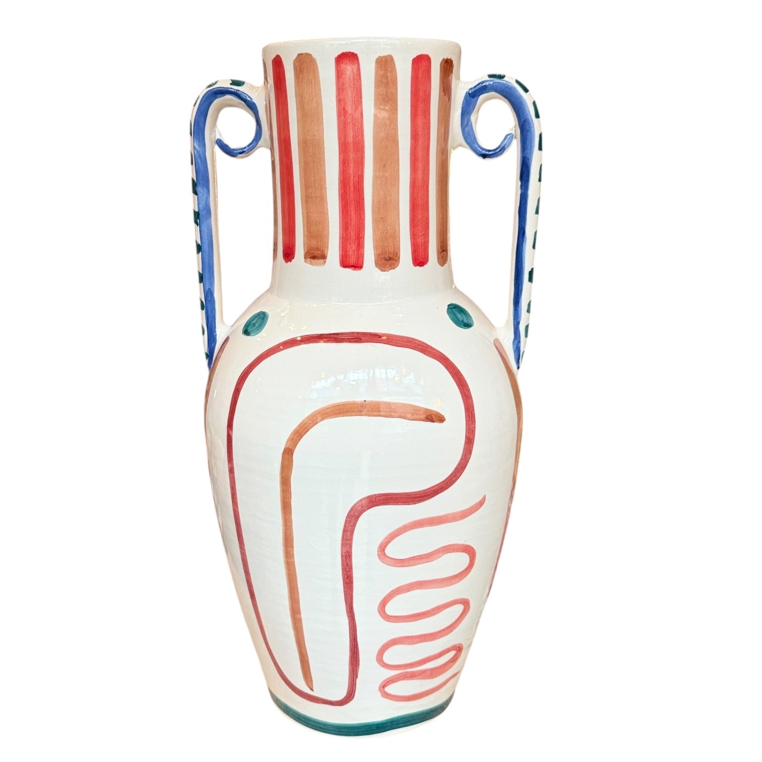 Large 50cm Handcrafted Ceramic Amphora Vase – Artisan Hand-Painted Statement Piece