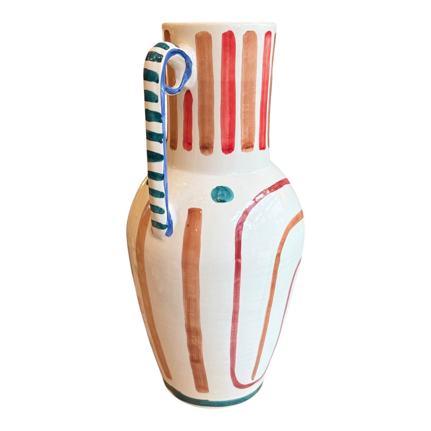 Large 50cm Handcrafted Ceramic Amphora Vase – Artisan Hand-Painted Statement Piece