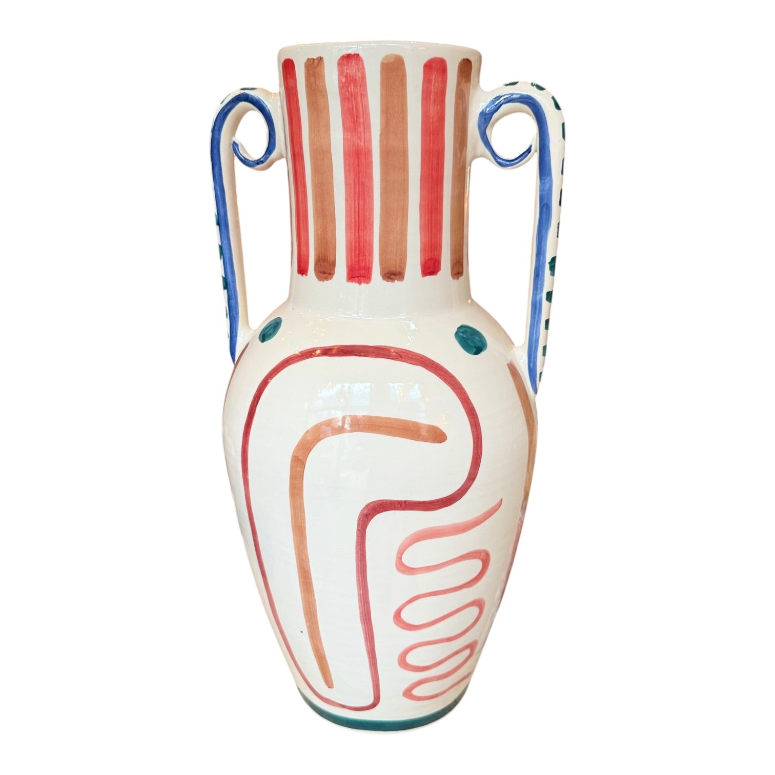 Large 50cm Handcrafted Ceramic Amphora Vase – Artisan Hand-Painted Statement Piece