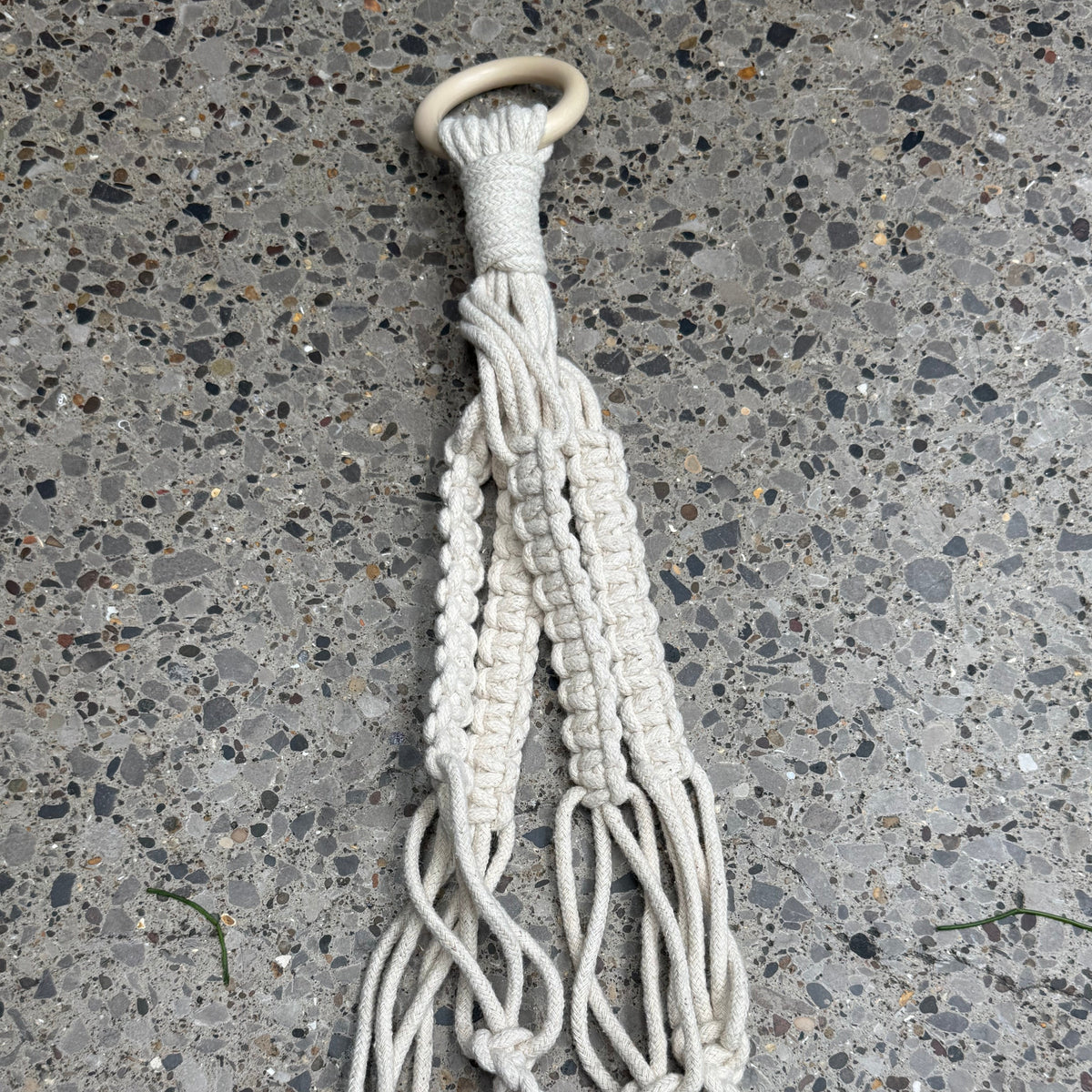 Handgefertigter Makramee-Pflanzenhänger | Minimalistischer Boho-Blumentopfhalter - Beige (80cm)