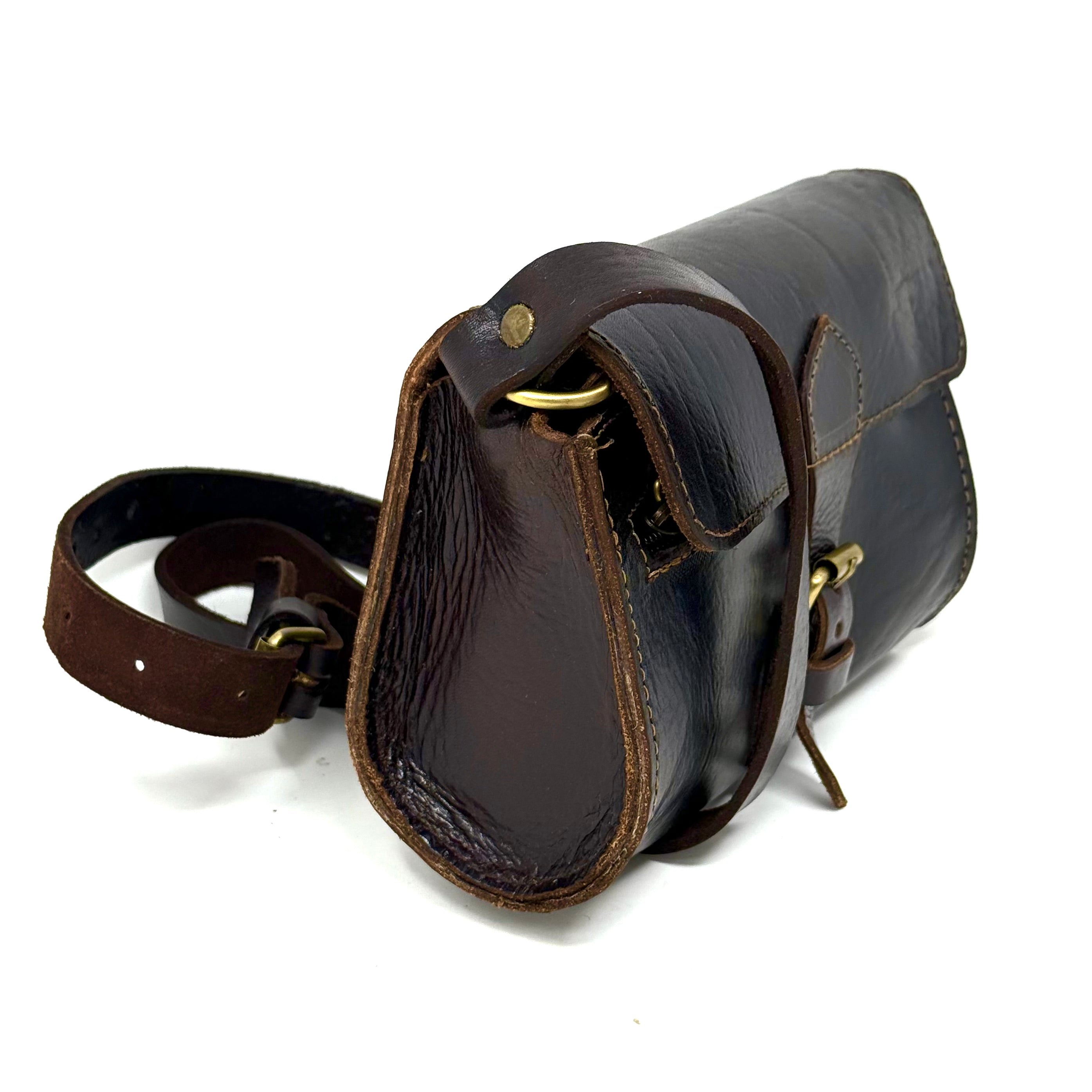 Pixie dark brown leather Barrel Bag