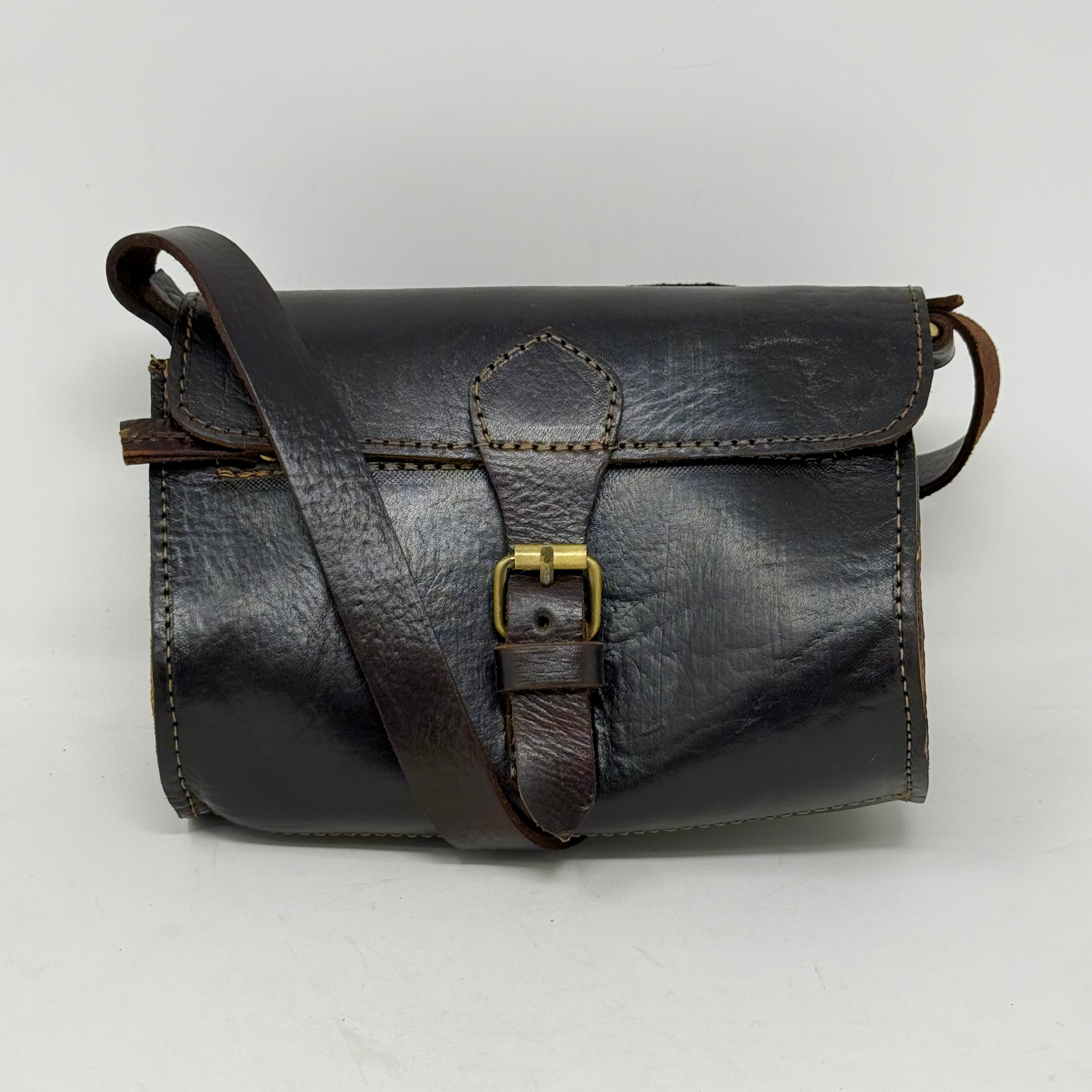 Pixie dark brown leather Barrel Bag