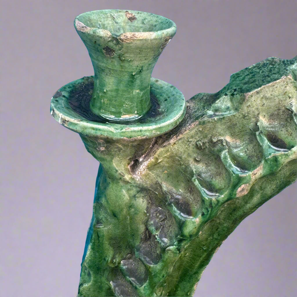 Tamegroute Arch Candle Holder – Double Stem, Handcrafted Moroccan Pottery (50 cm)