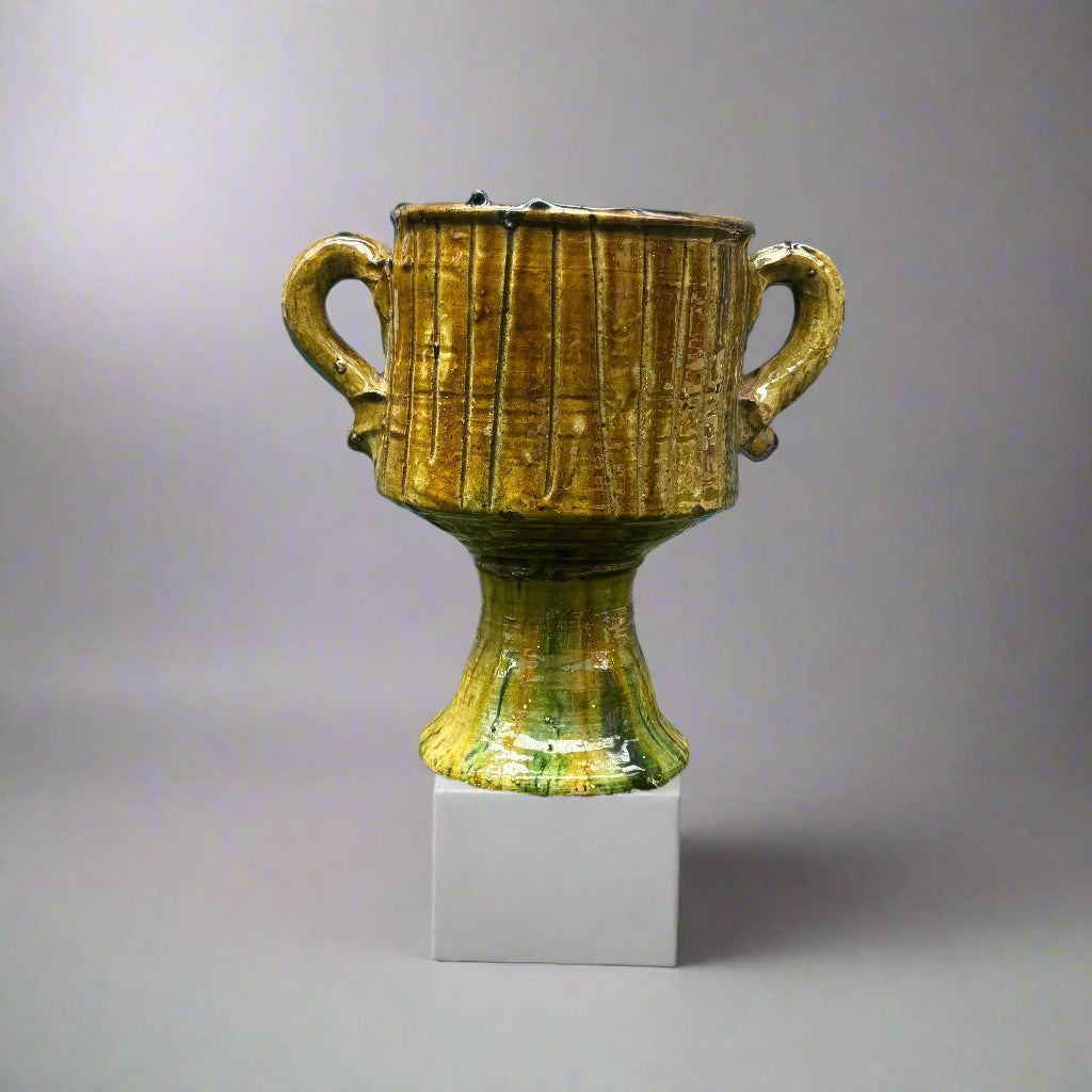 Tamegroute Pottery Twin handled plant chalice