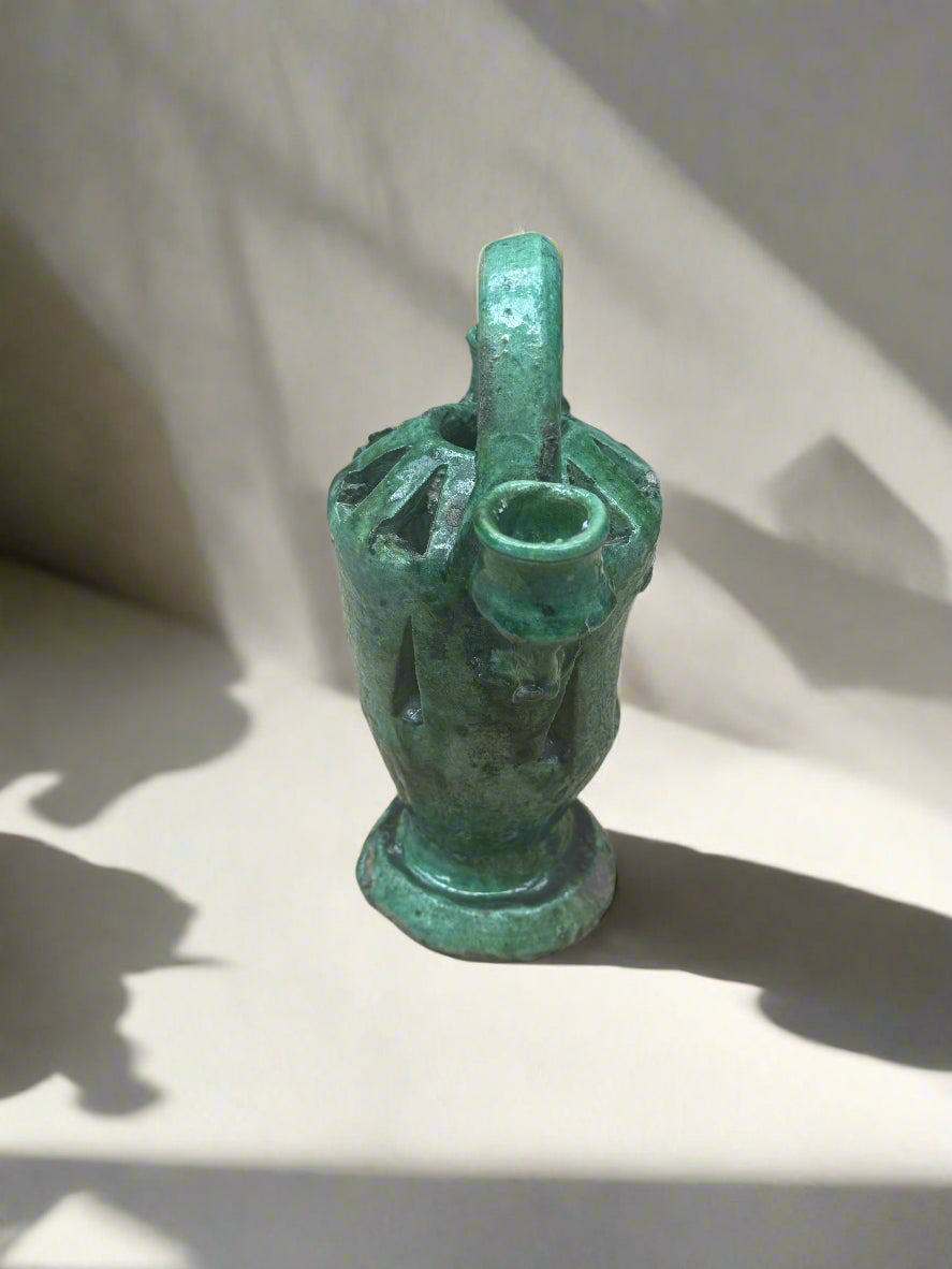 Handcrafted Tamegroute Incense Burner & Dual Candle Holder