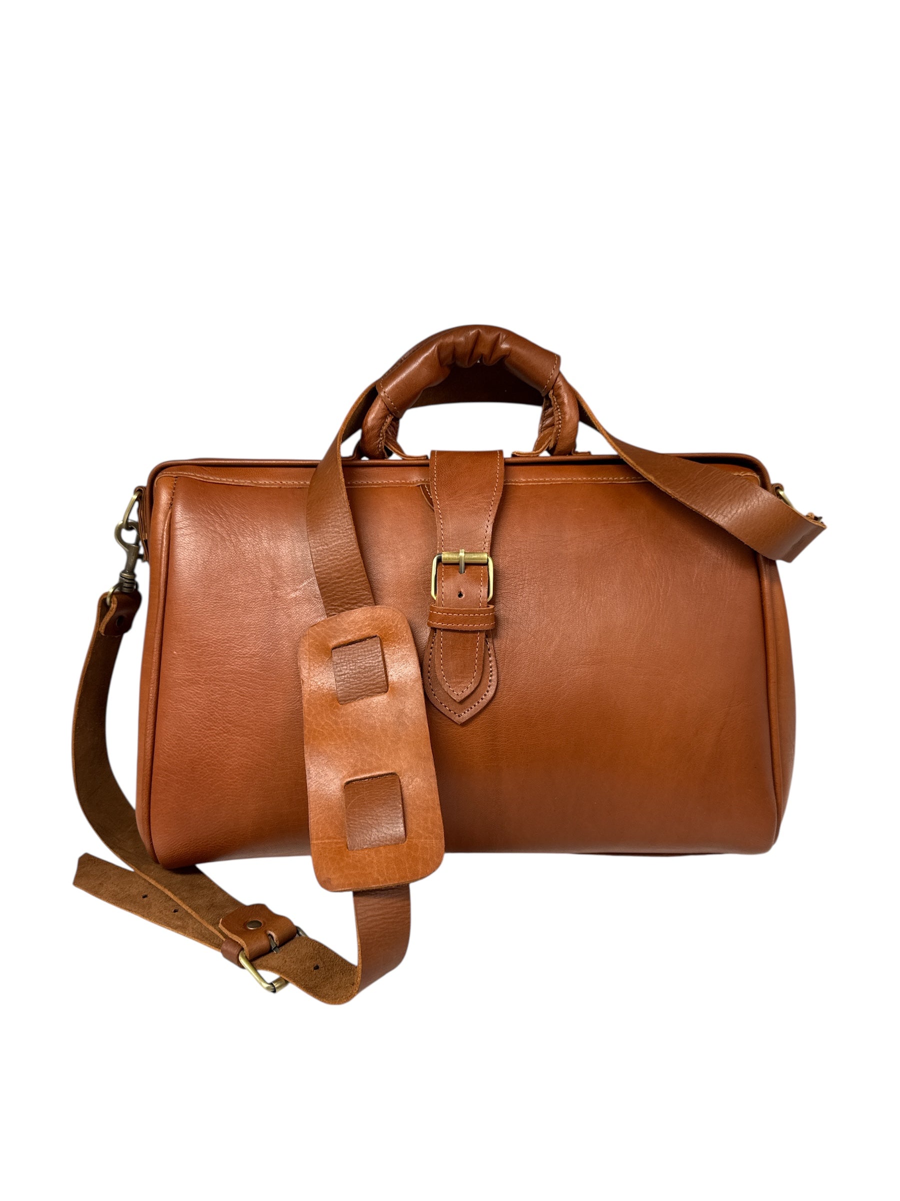Leather overnight Doctor Bag - Light Brown Tan