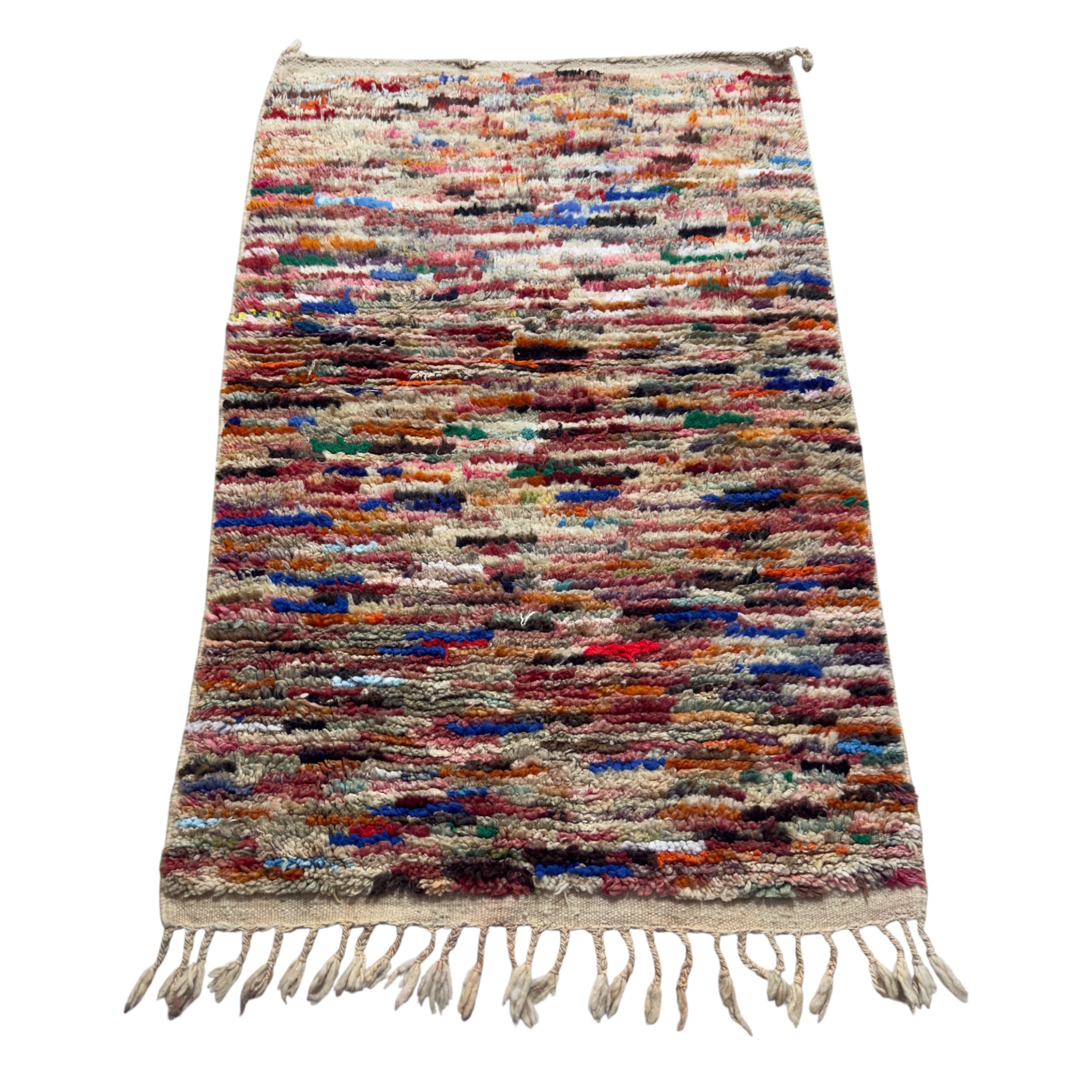 Boujaad Rug – Handmade Moroccan Berber Wool Rug 160 x 100 cm – Vintage Multicolour Striped Pattern