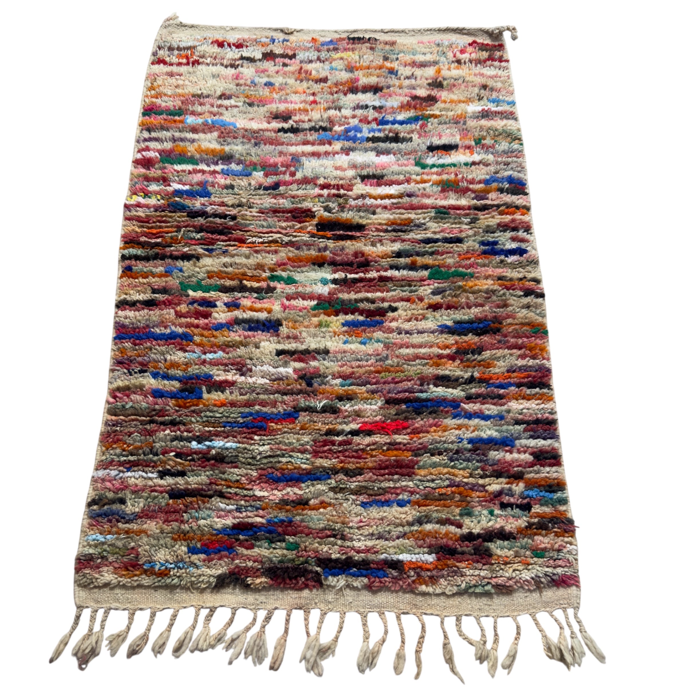 Boujaad Rug – Handmade Moroccan Berber Wool Rug 160 x 100 cm – Vintage Multicolour Striped Pattern