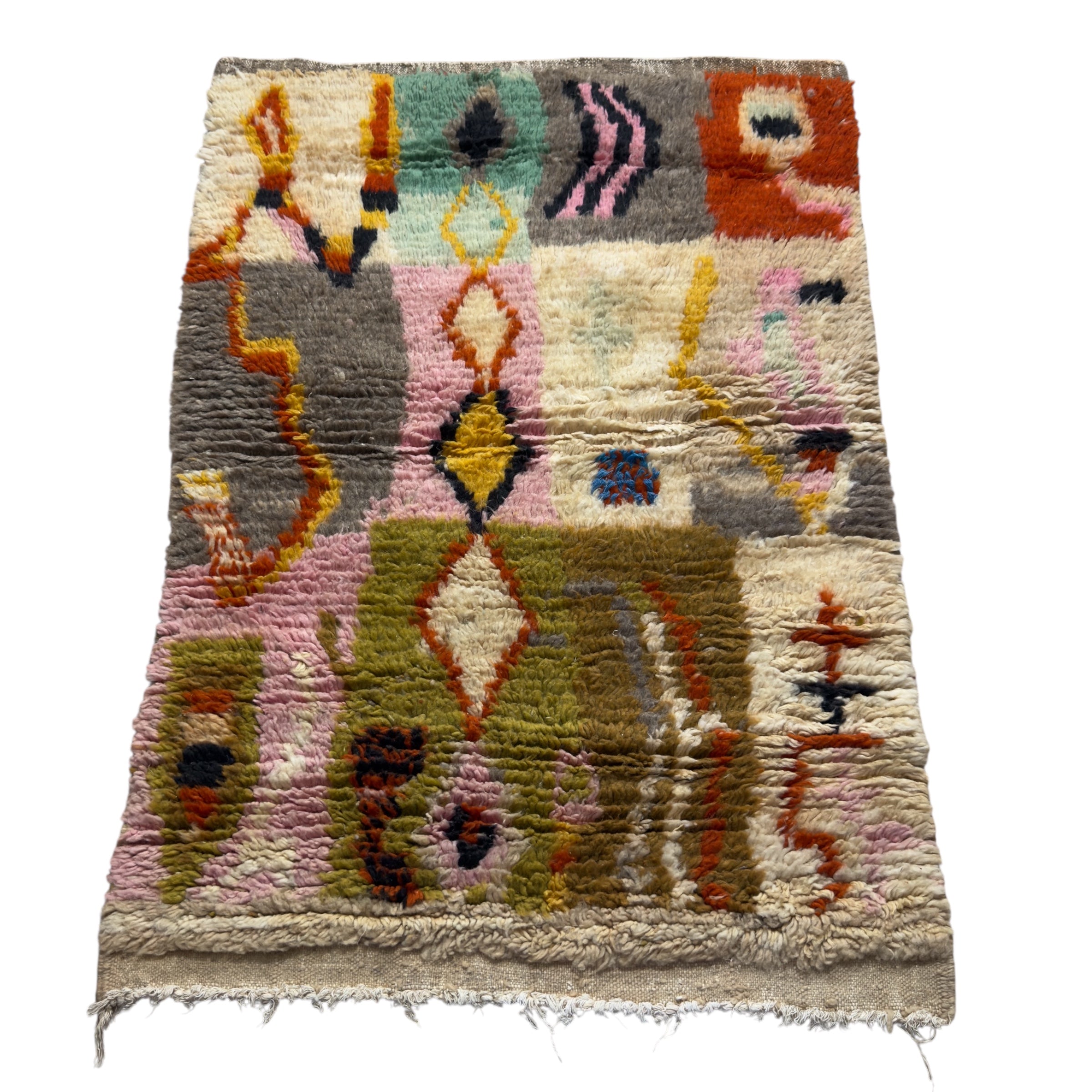 Boujaad Rug – Handmade Moroccan Berber Wool Rug 145 x 100 cm – Vintage Multicolour Abstract Design