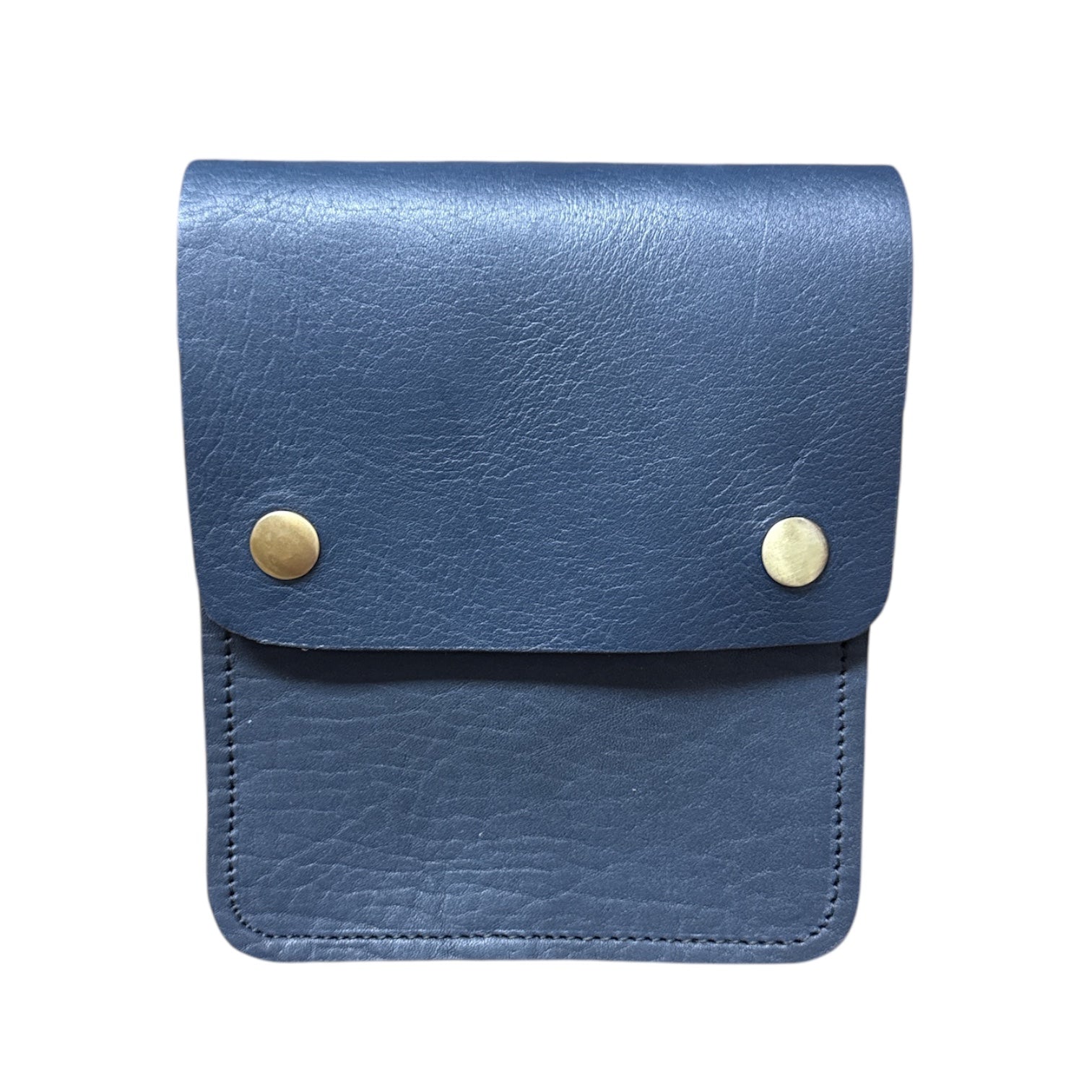 Small Leather Crossbody Bag with Pop Bag Closure Blue