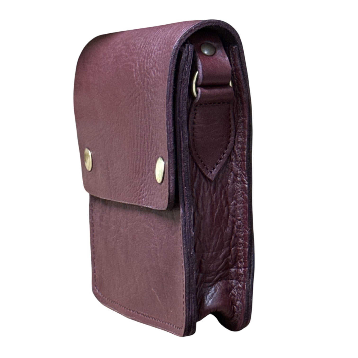 Small Leather Crossbody Bag with Pop Bag Closure Burgundy