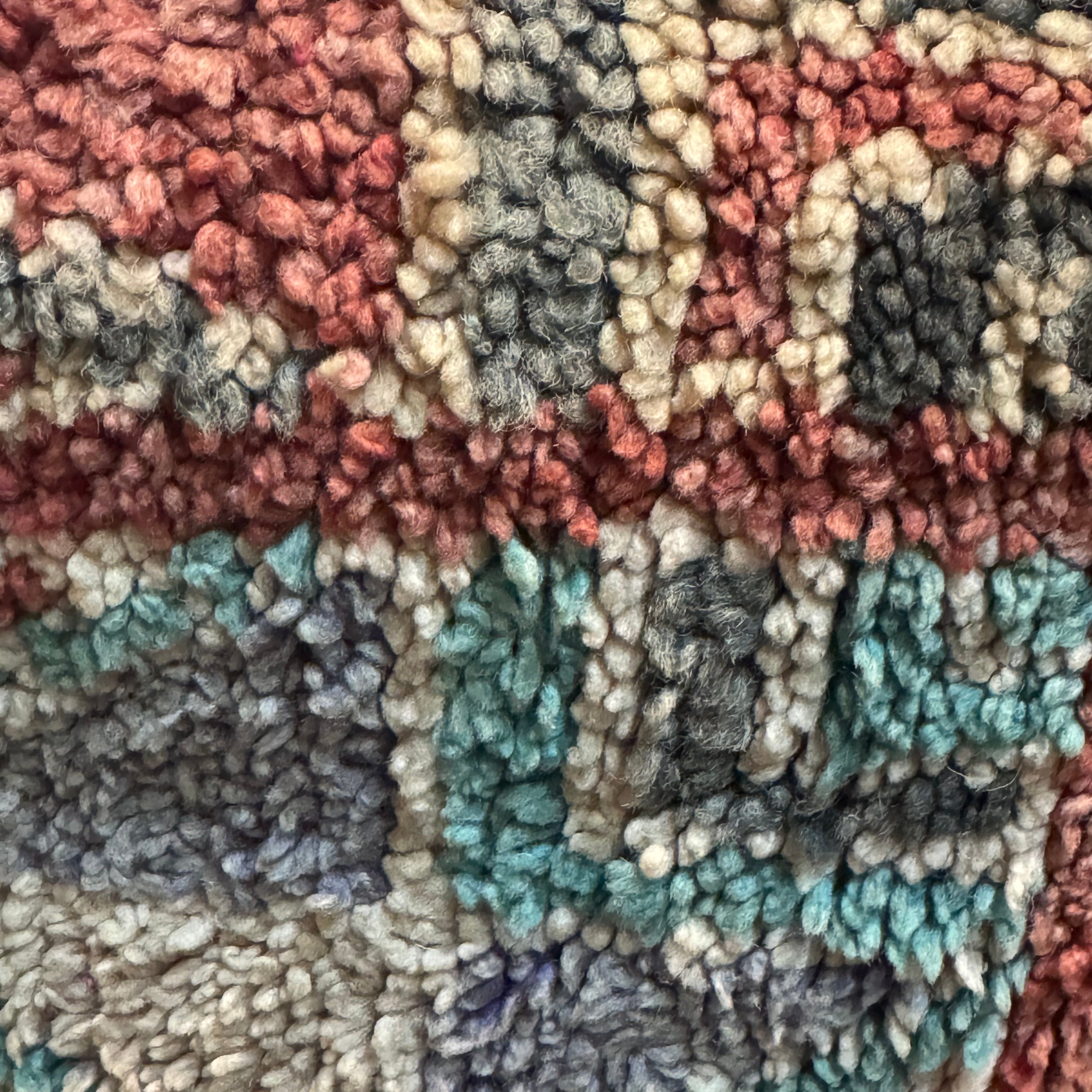 Handmade Boujaad Cushion Cover – Red, Teal & Cream Geometric 57×39cm