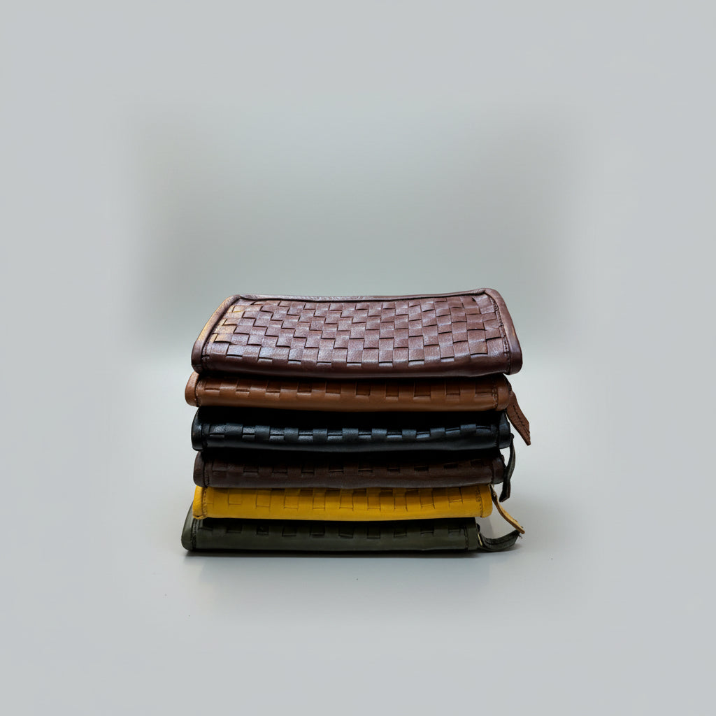 Handwoven Leather Zip-Around Clutch Wallet – Artisan Made (6 Colours)