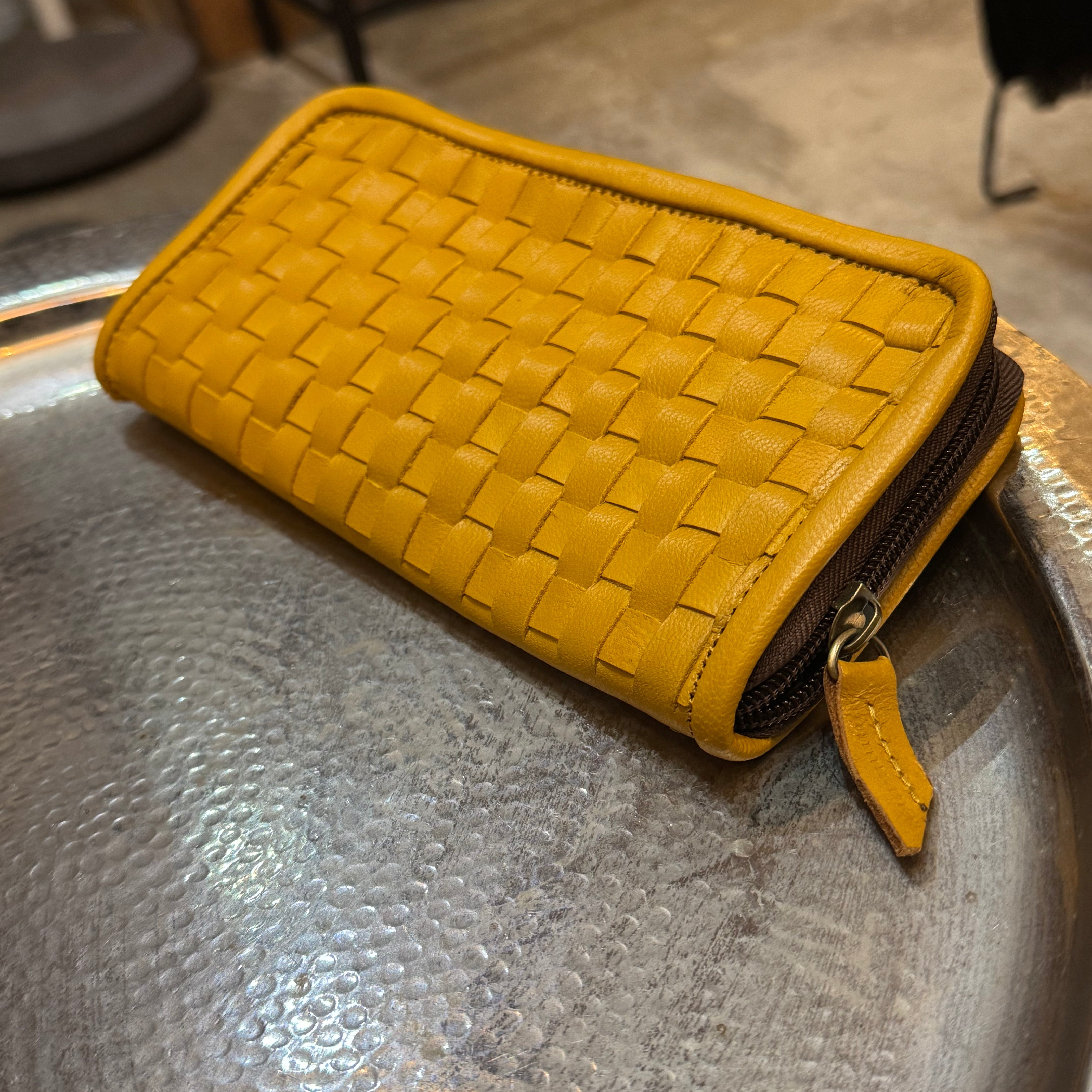 Handwoven Leather Zip-Around Clutch Wallet – Artisan Made (6 Colours)